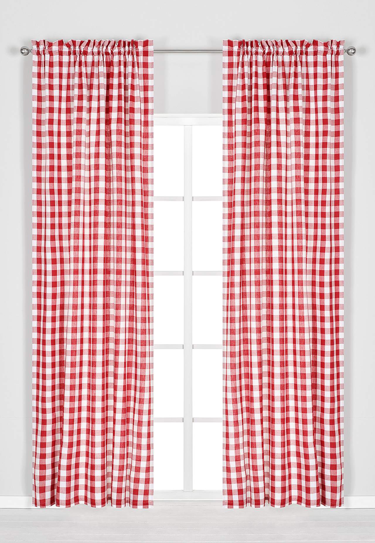 Vävda, rutiga gardinlängder 2-pack