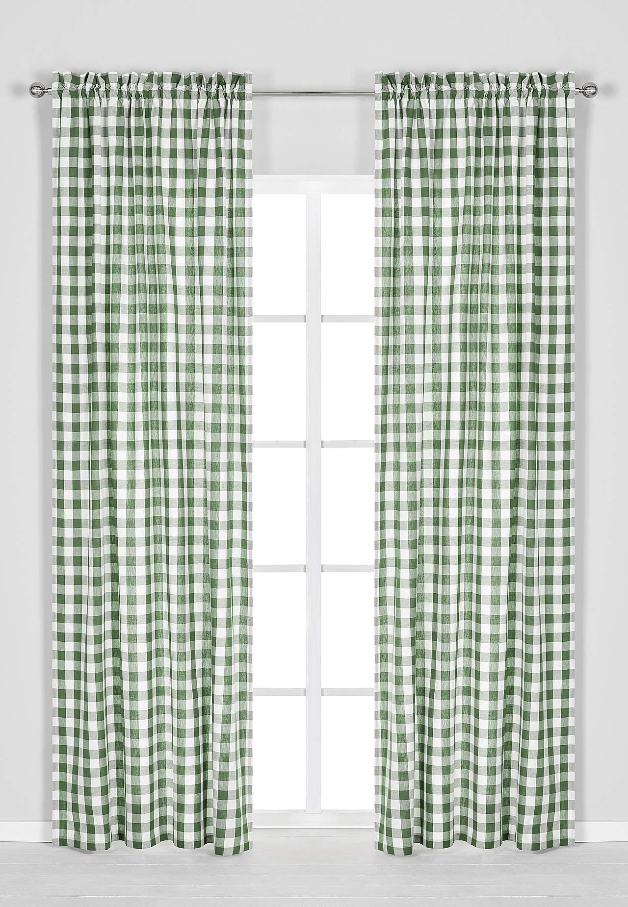 Vävda, rutiga gardinlängder 2-pack