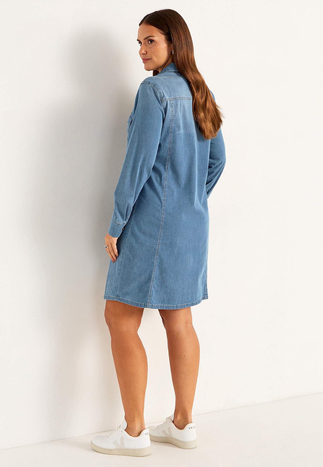 Stretchig jeansklänning