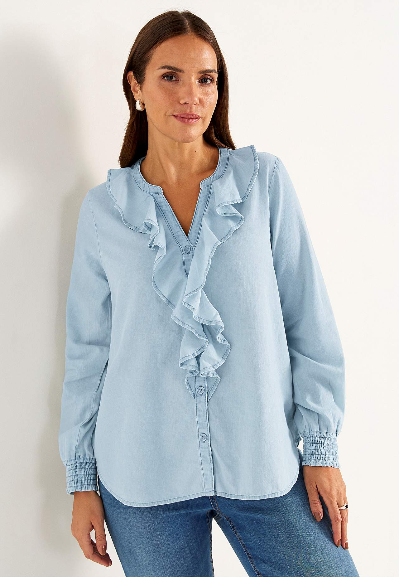 Volangblus i denim