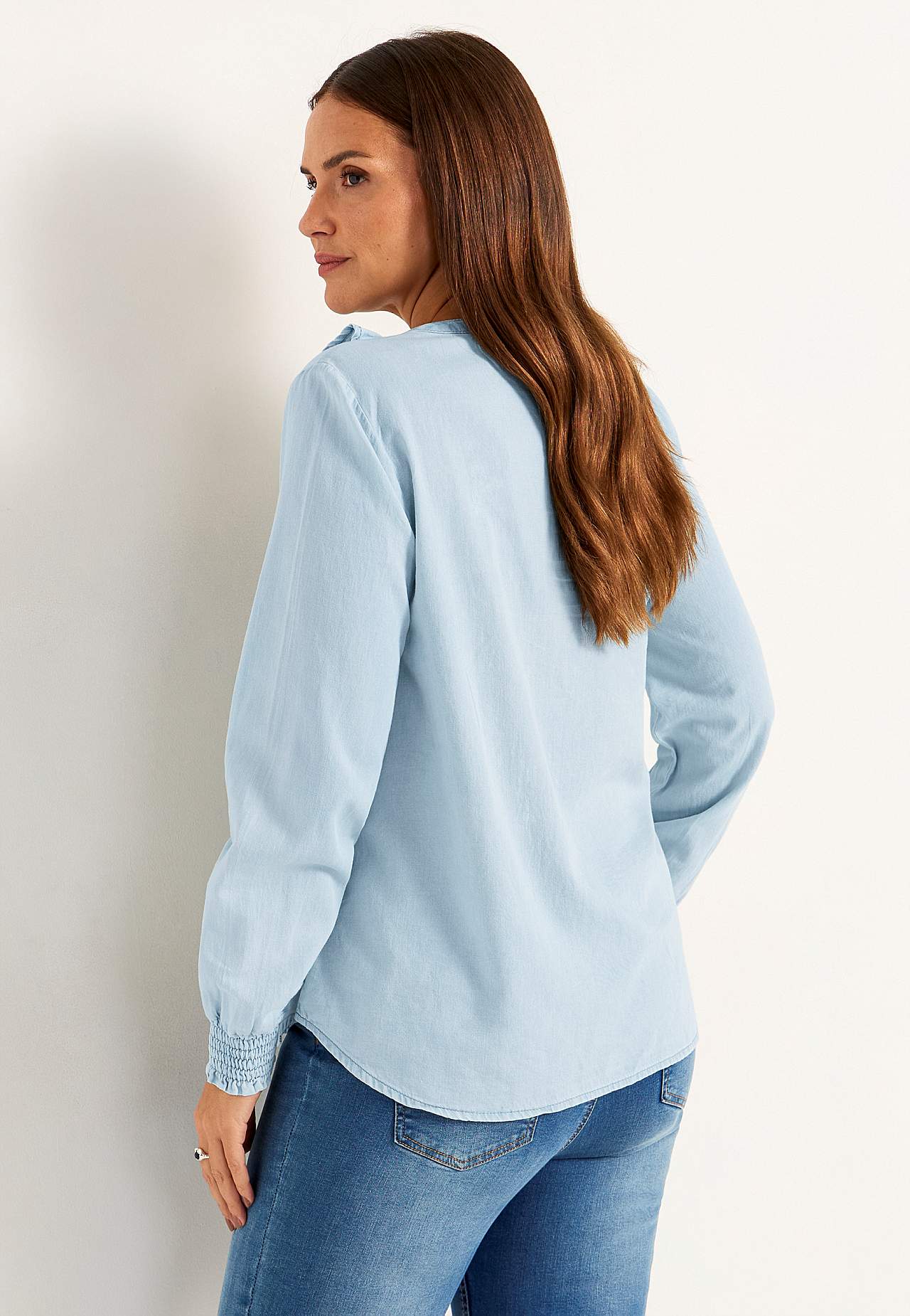 Volangblus i denim