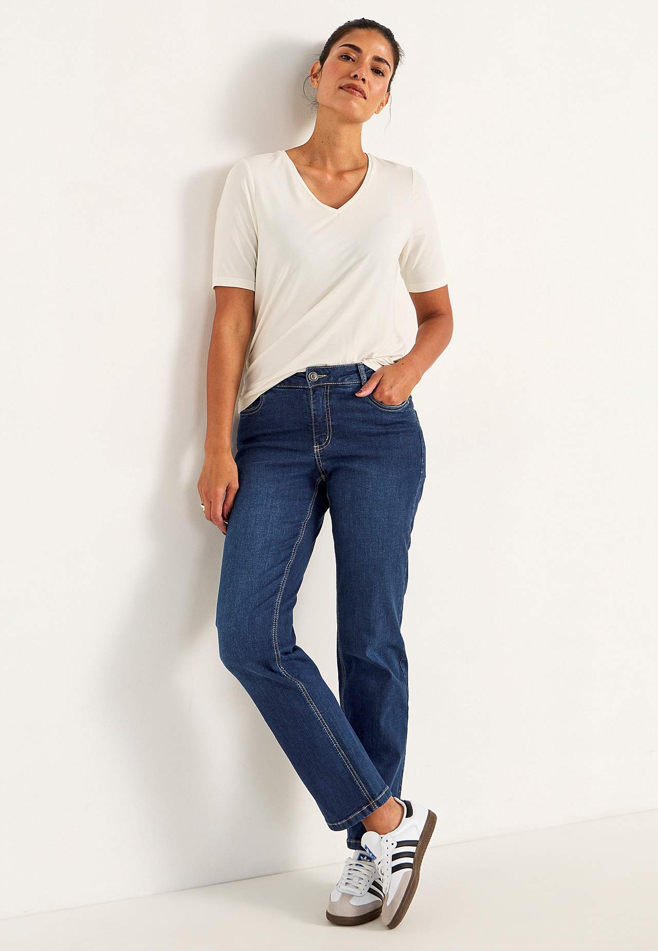 Bekväma stretchjeans med rakt ben