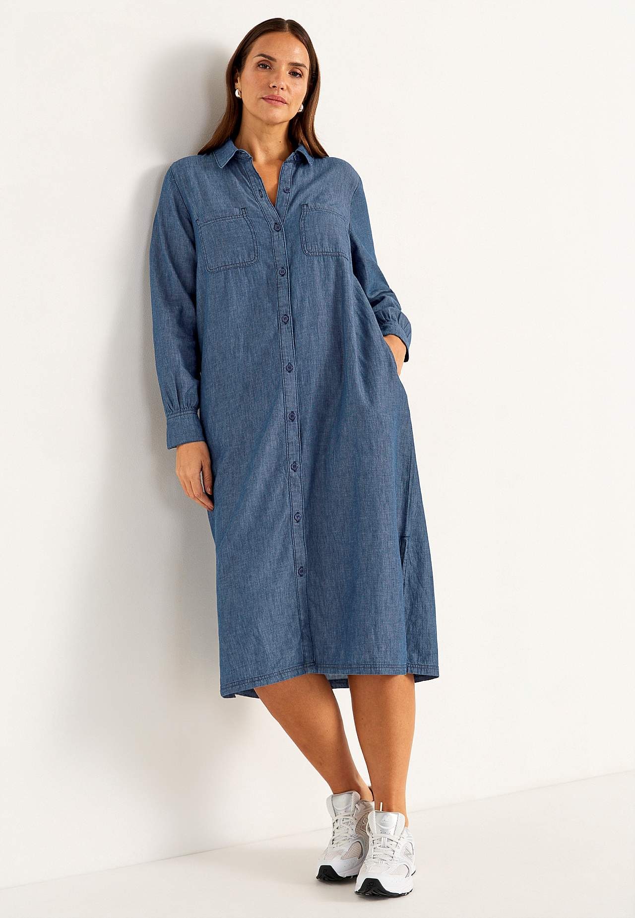 Jeansklänning med sidofickor
