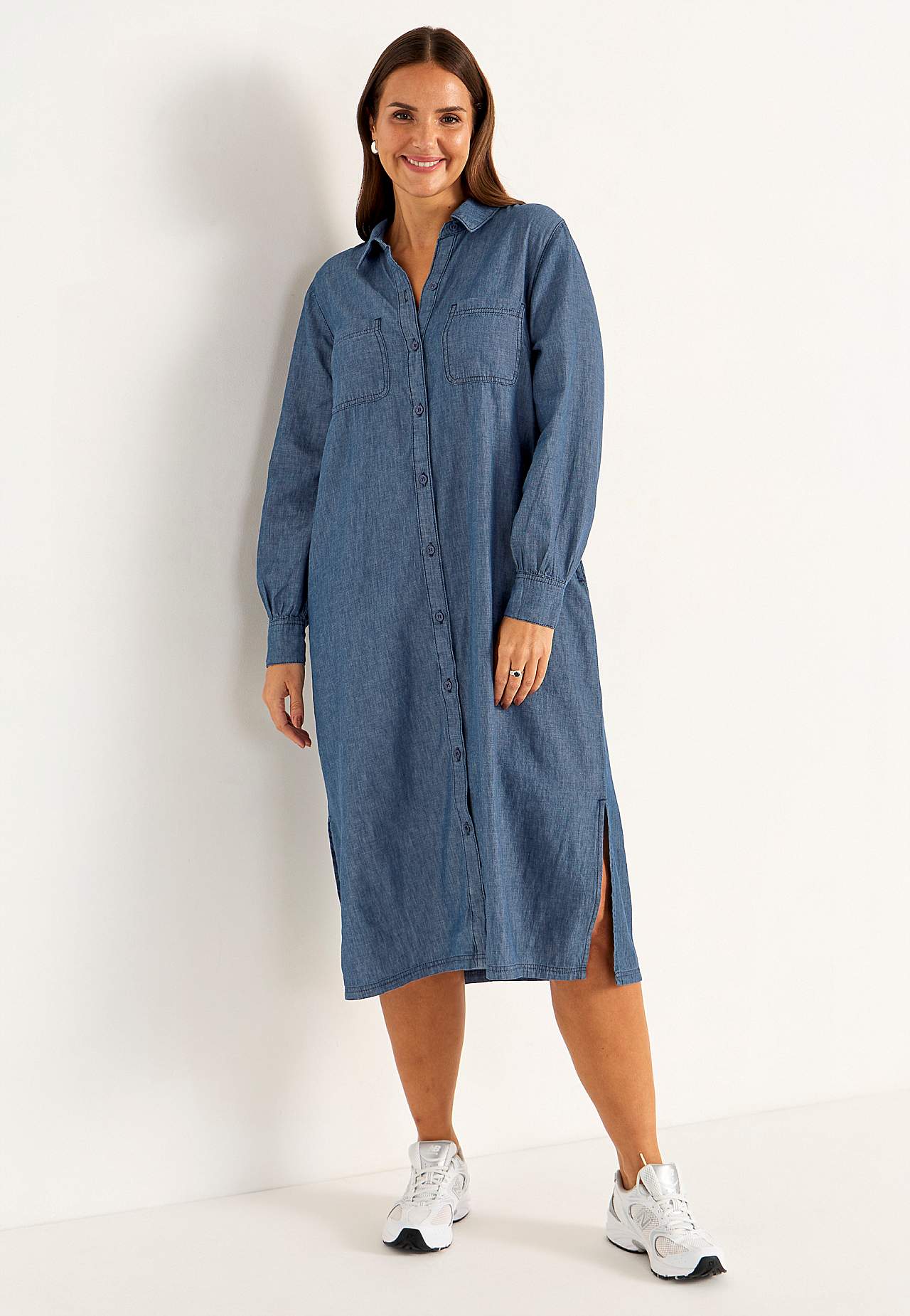 Jeansklänning med sidofickor