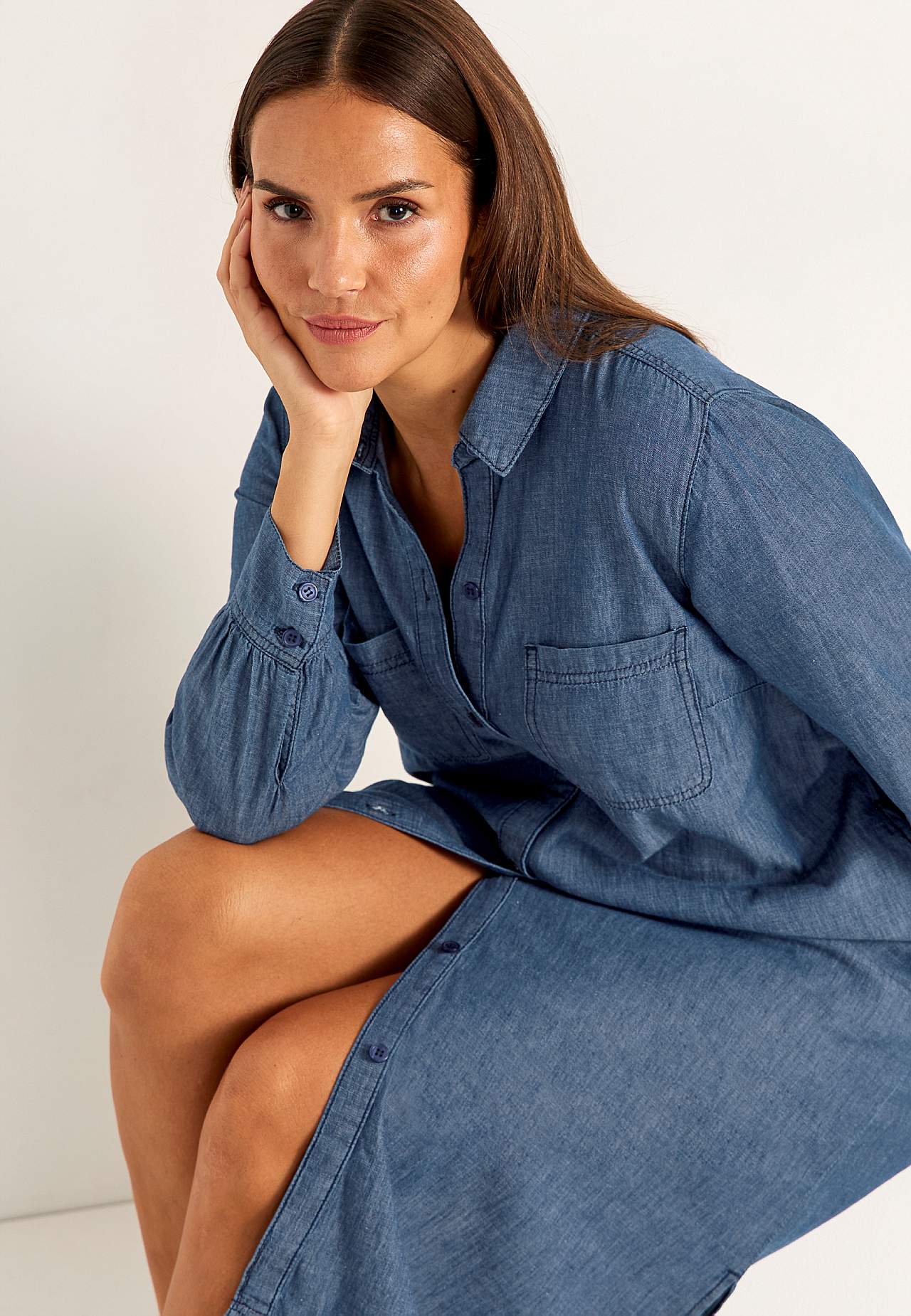 Jeansklänning med sidofickor