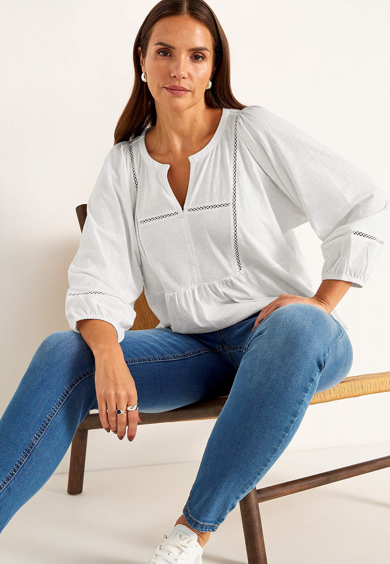 Trikåtopp med boho stil