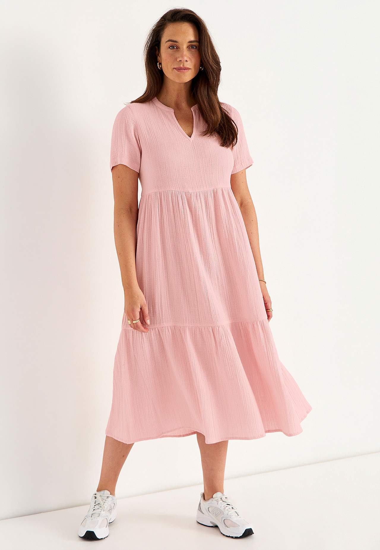 Klänning i krinklad bomull