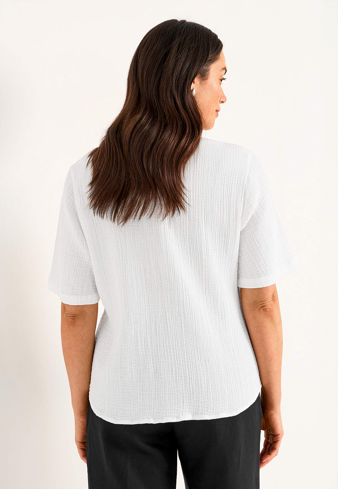 Blus i krinklad bomull