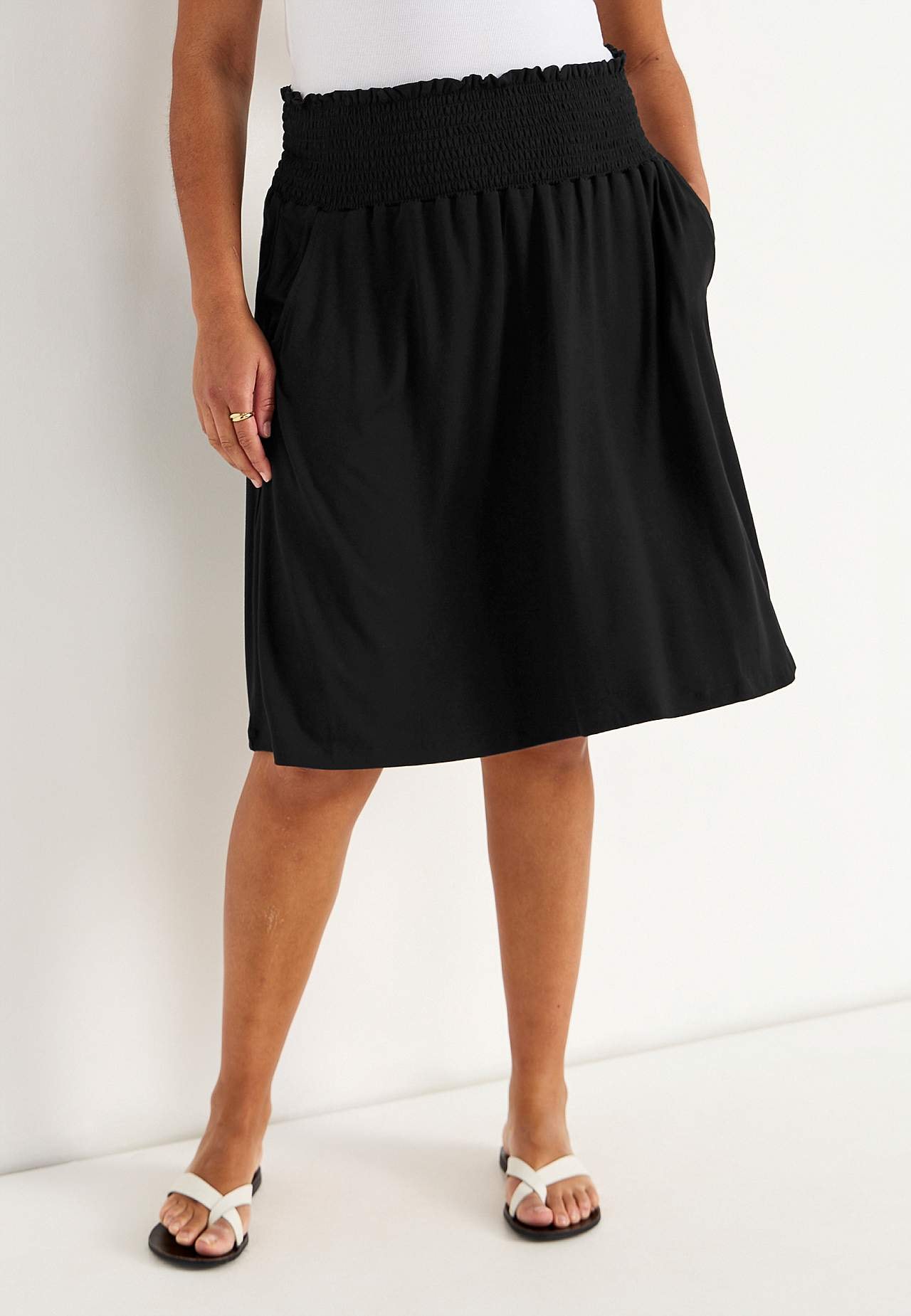 Trikåkjol med fickor