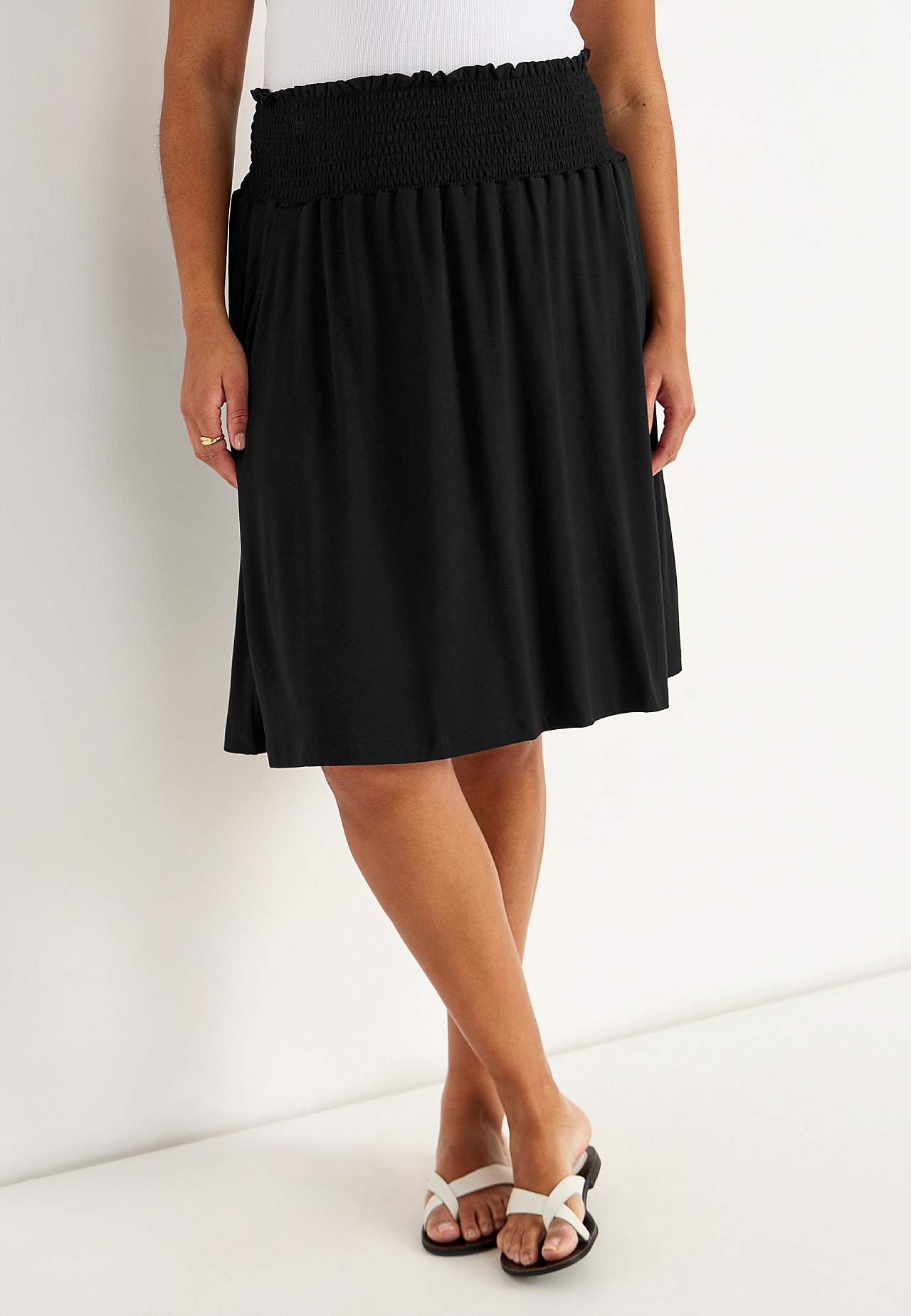 Trikåkjol med fickor