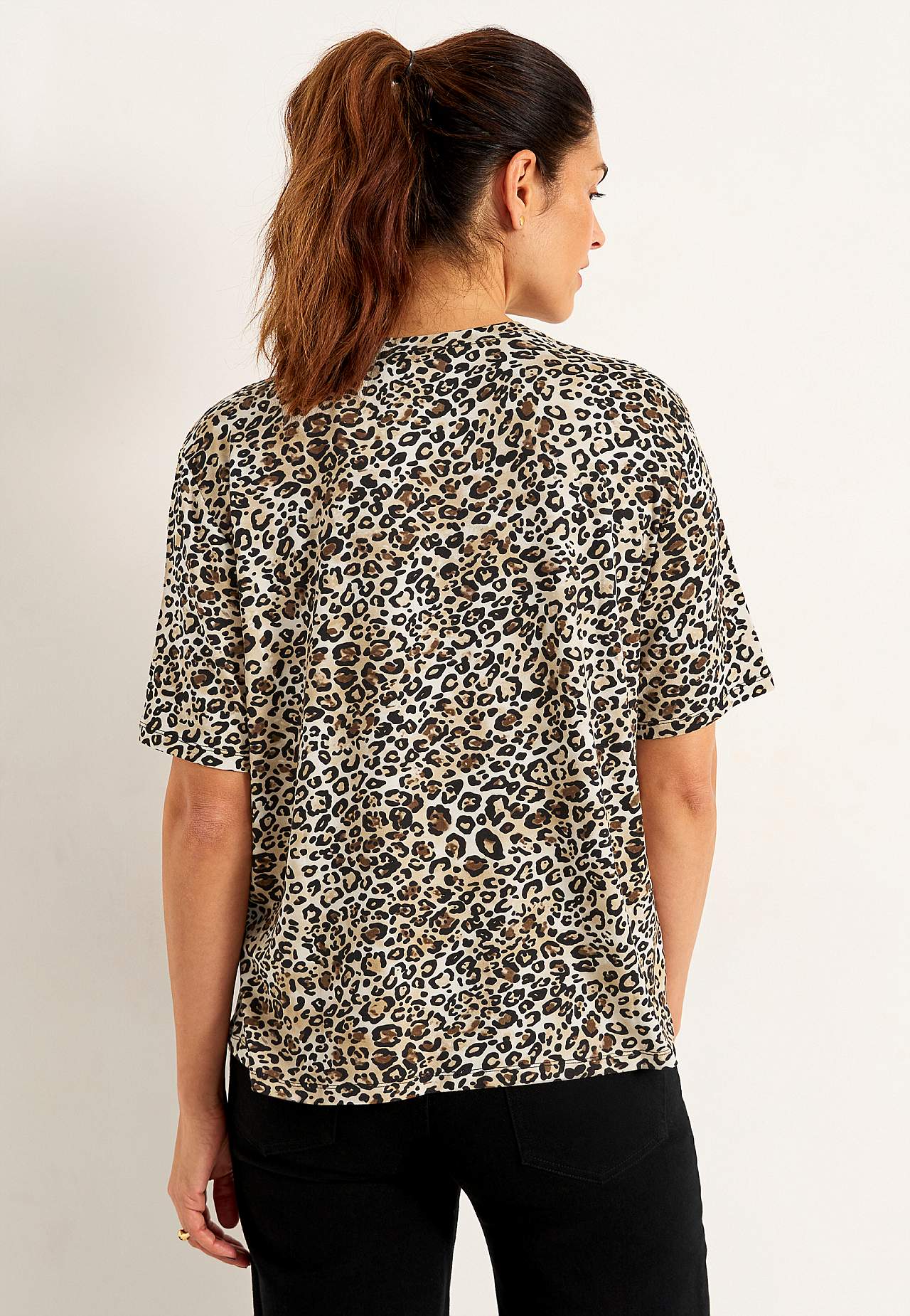 Leopardmönstrad trikåtopp