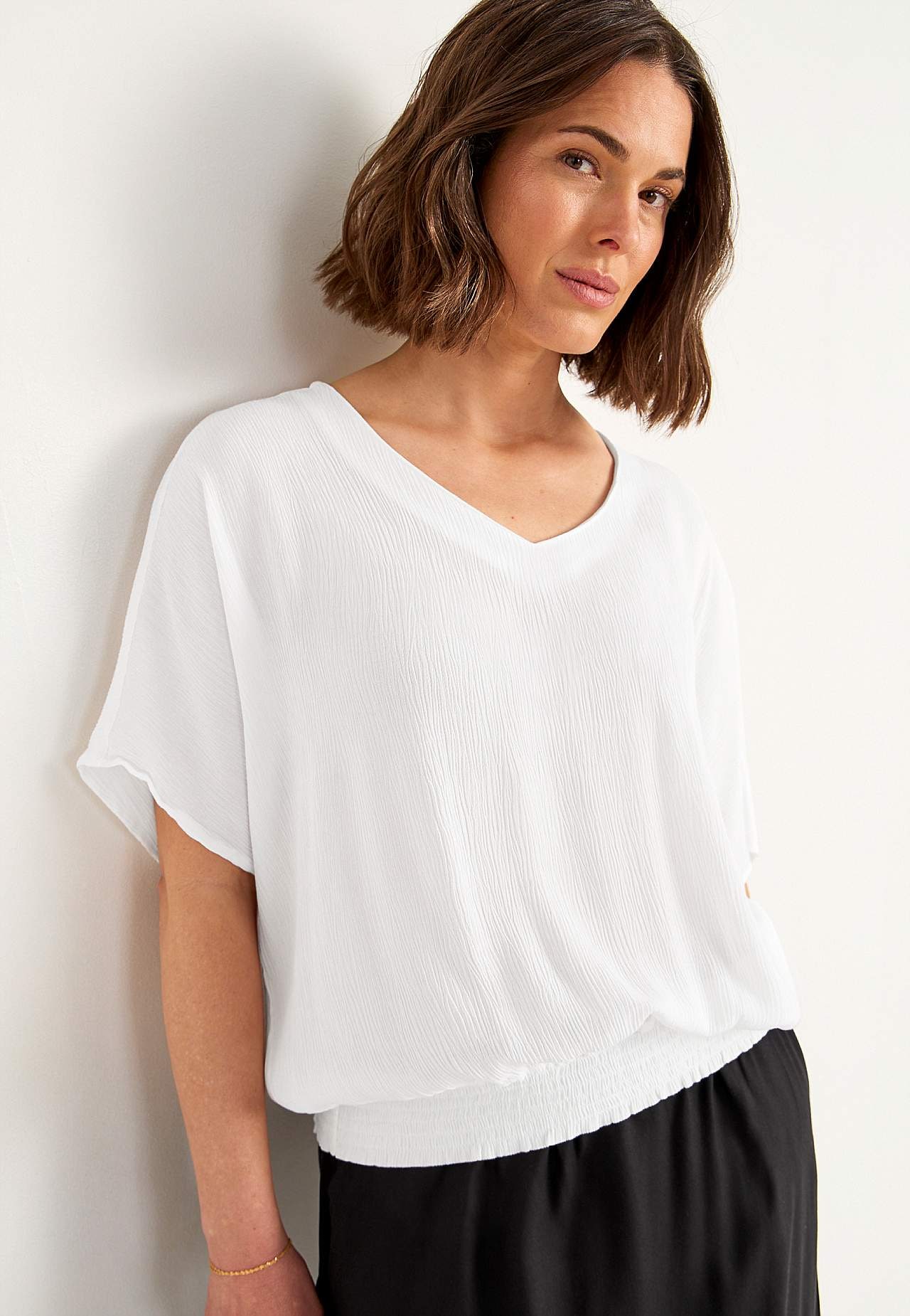 Blus i viskoscrêpe