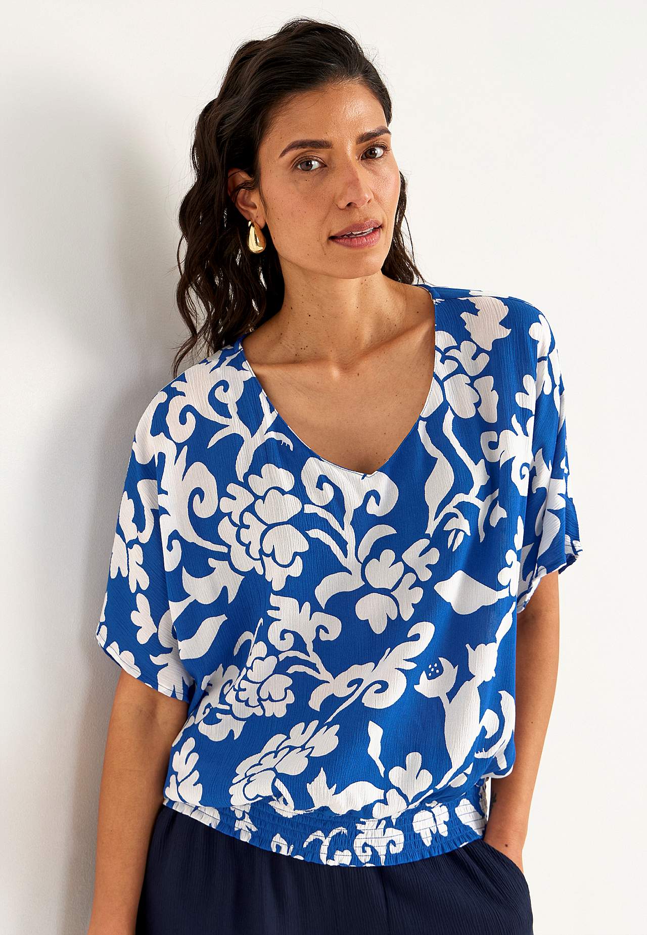 Blus i viskoscrêpe