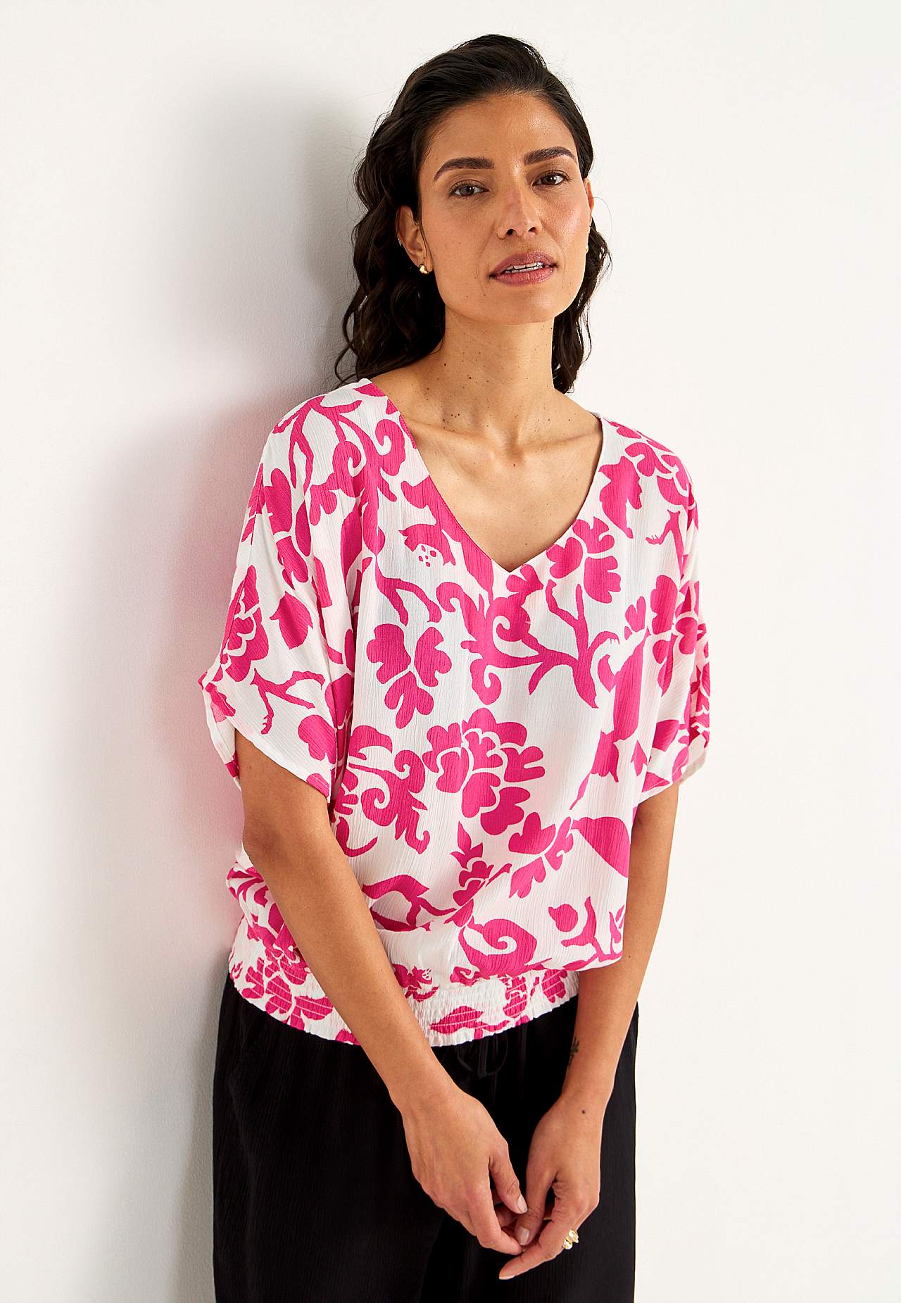 Blus i viskoscrêpe