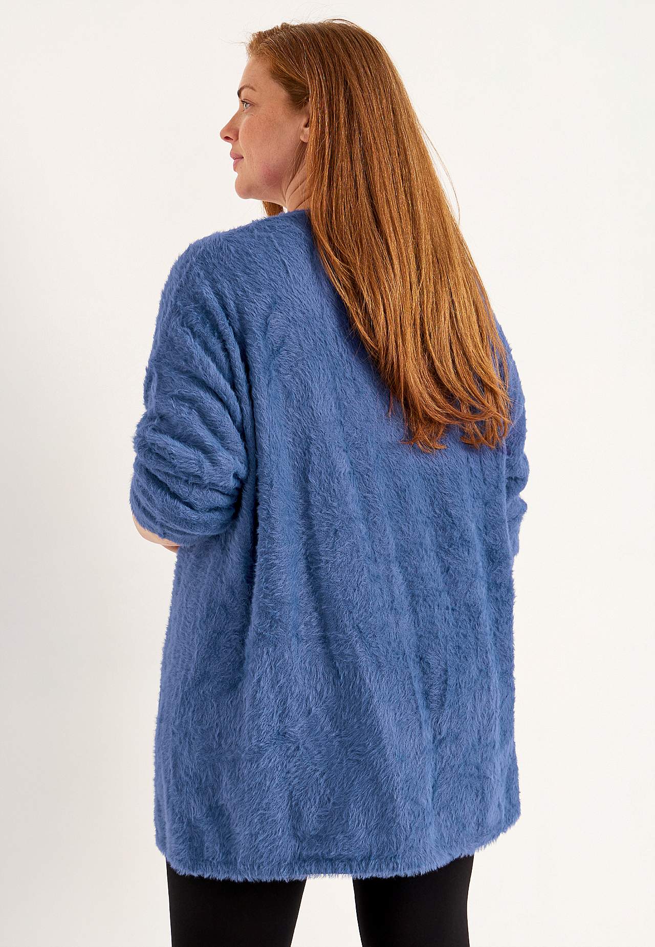 Stickad, öppen cardigan