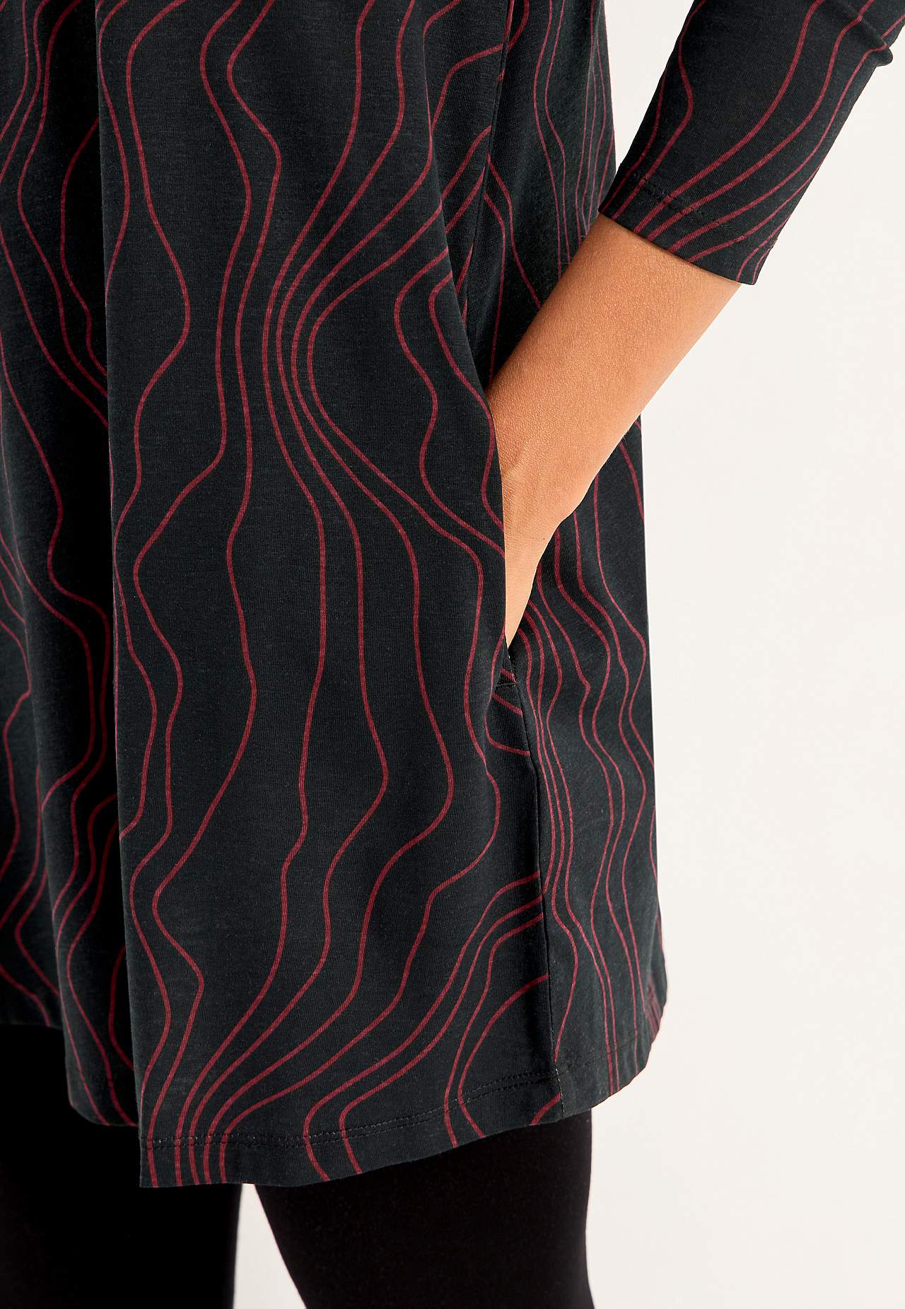 Mönstrad trikåtunika med fickor