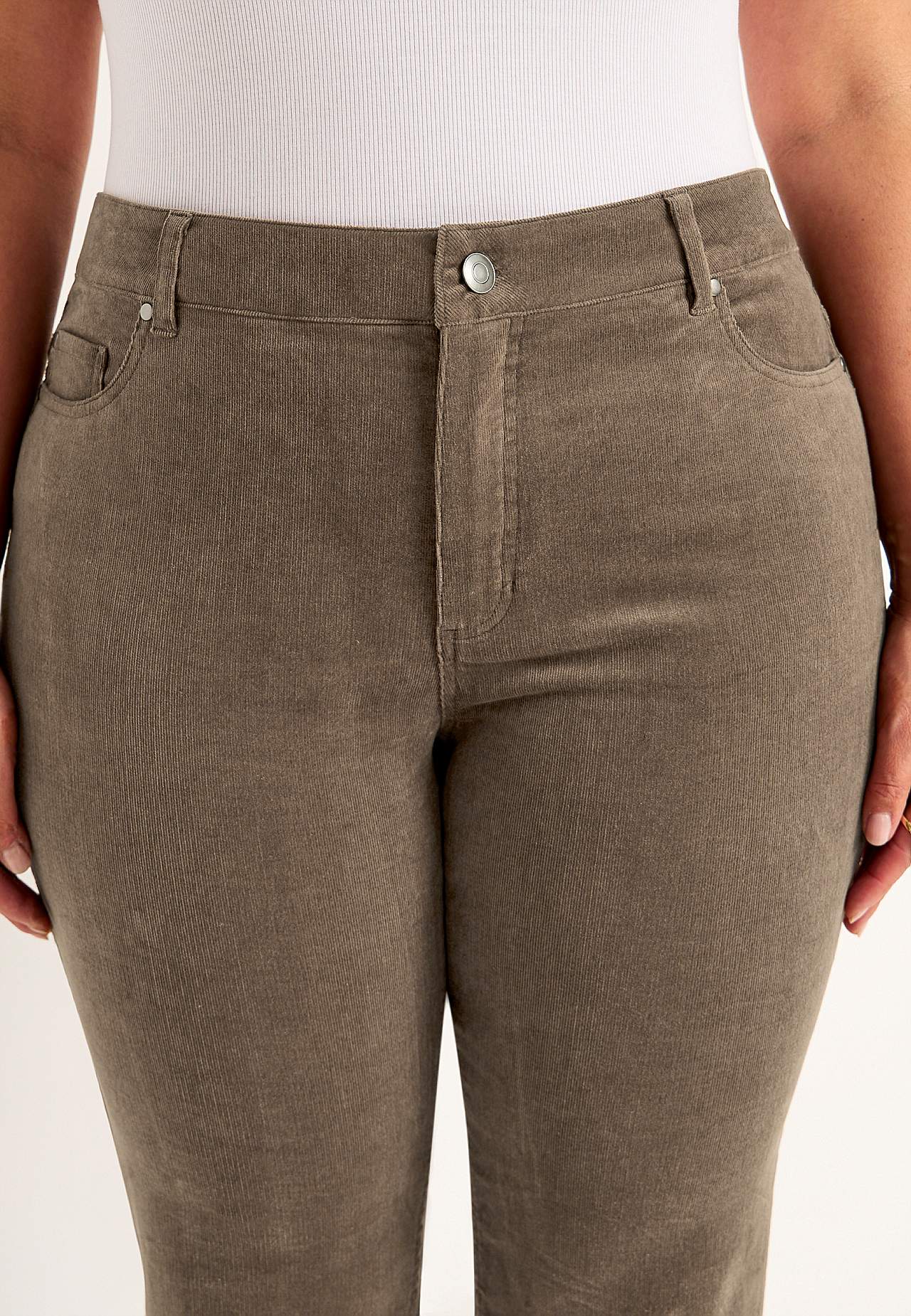 Stretchig manchesterbyxa med raka ben