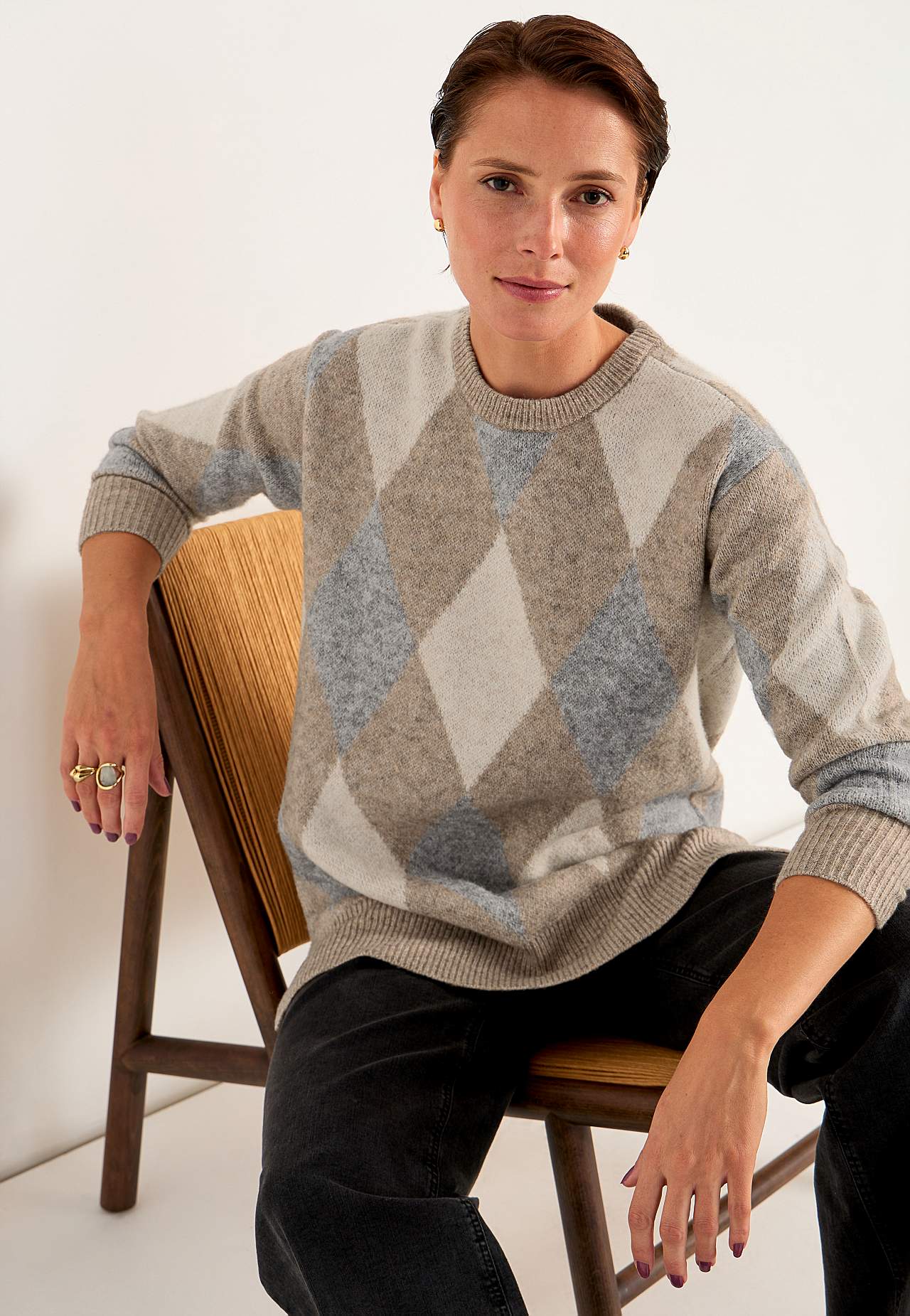 Stickad tunika med slitsar