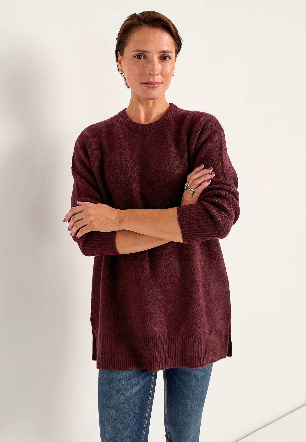 Stickad tunika med slitsar