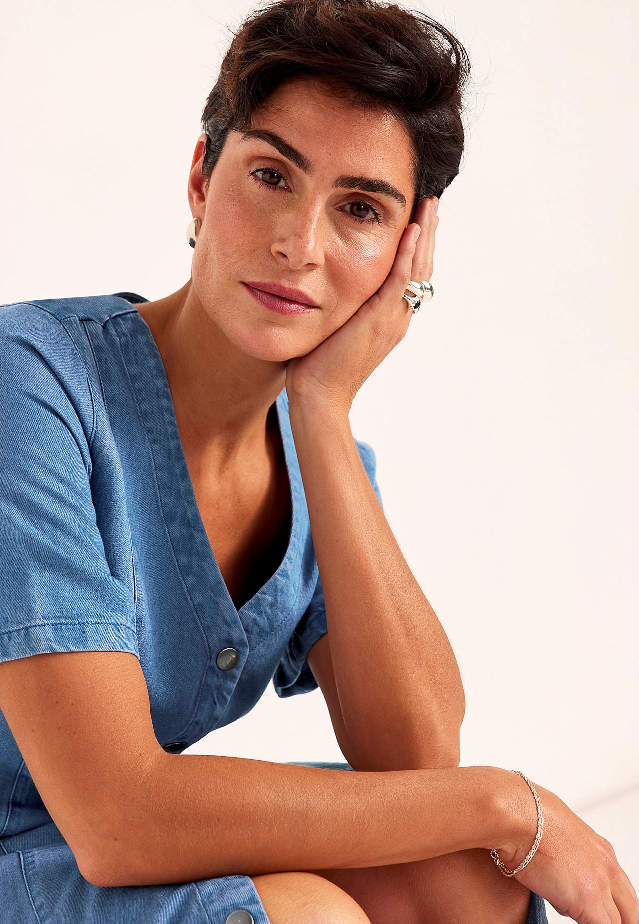 Supermjuk Premium jeansklänning med knappar