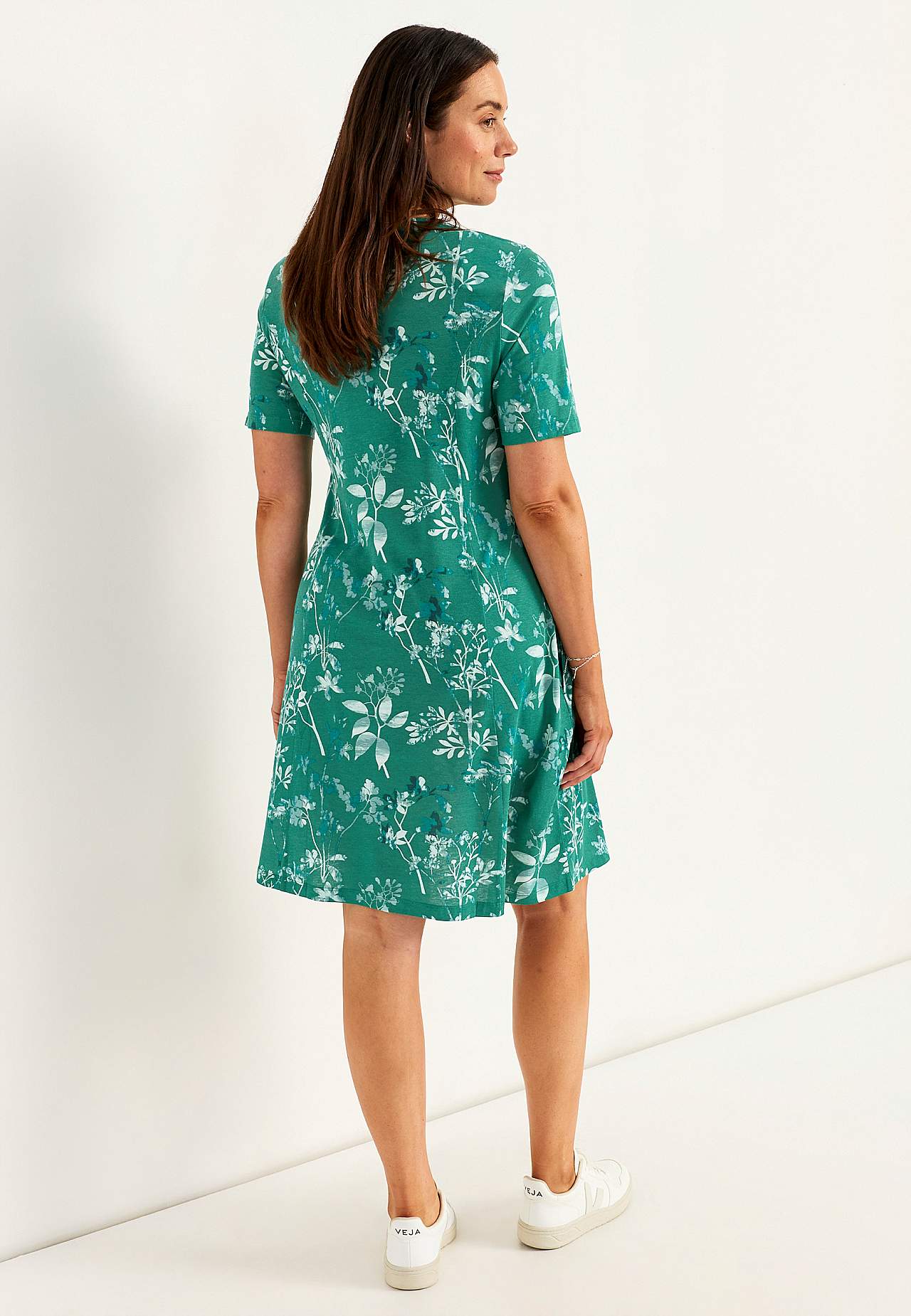 Mönstrad trikåklänning med fickor