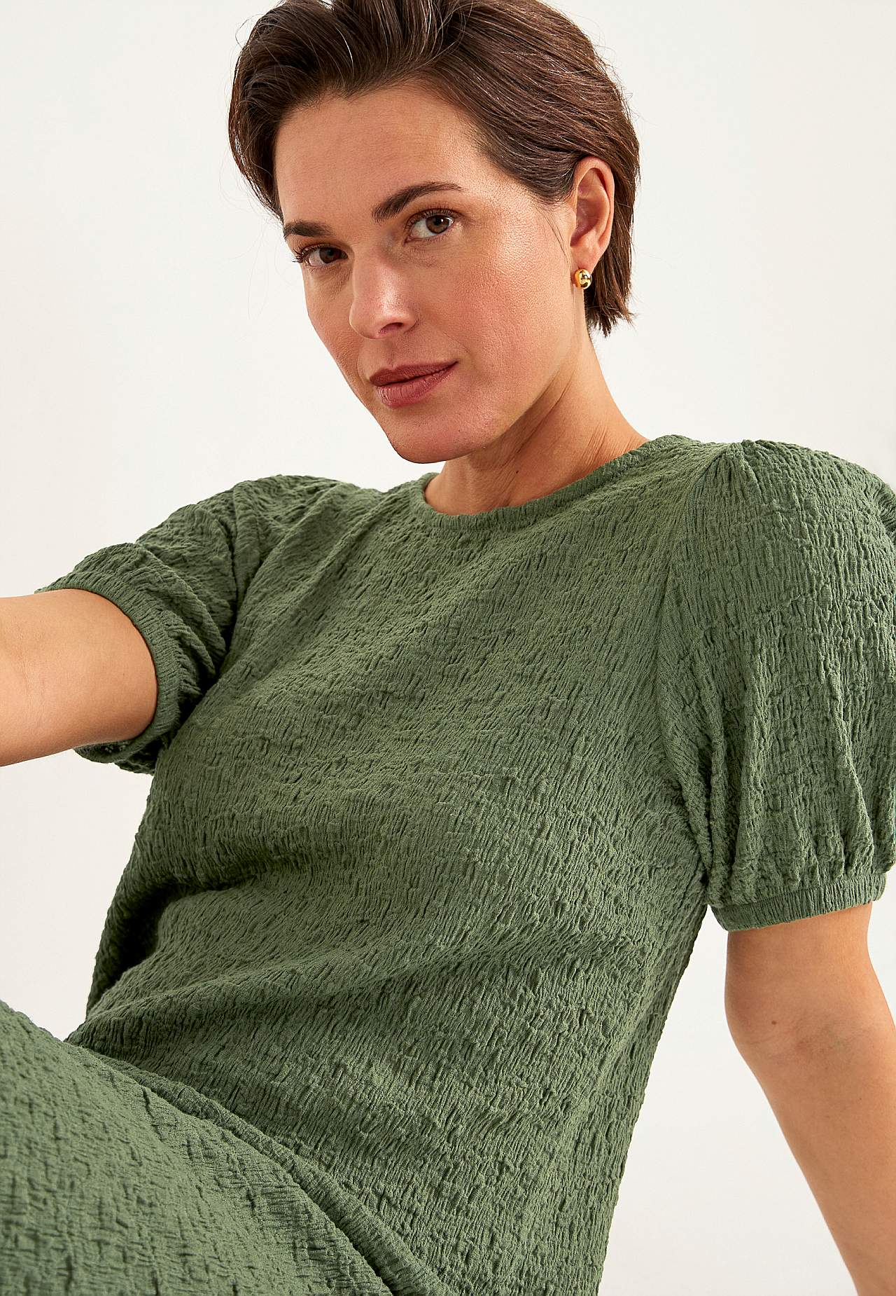 Trikåklänning med struktur