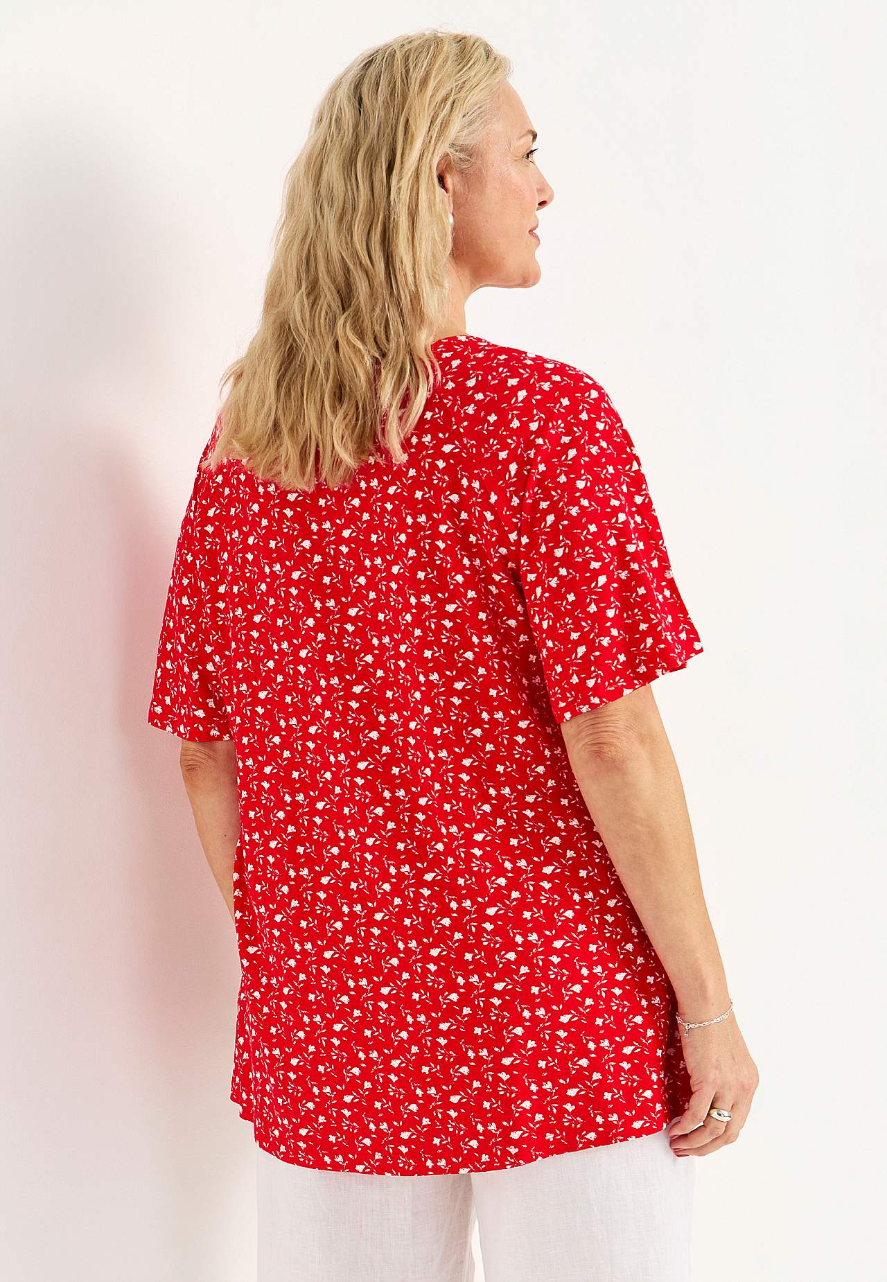 Blommönstrad trikåtunika