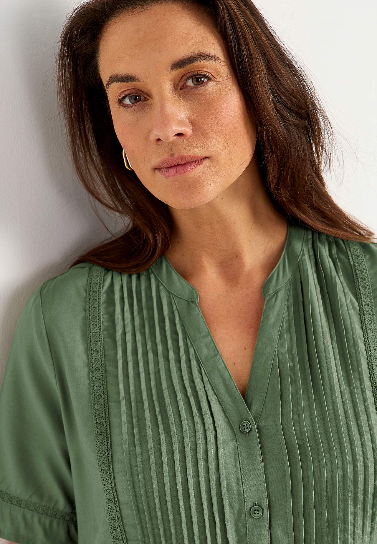 Vävd tunika med spetsdetaljer