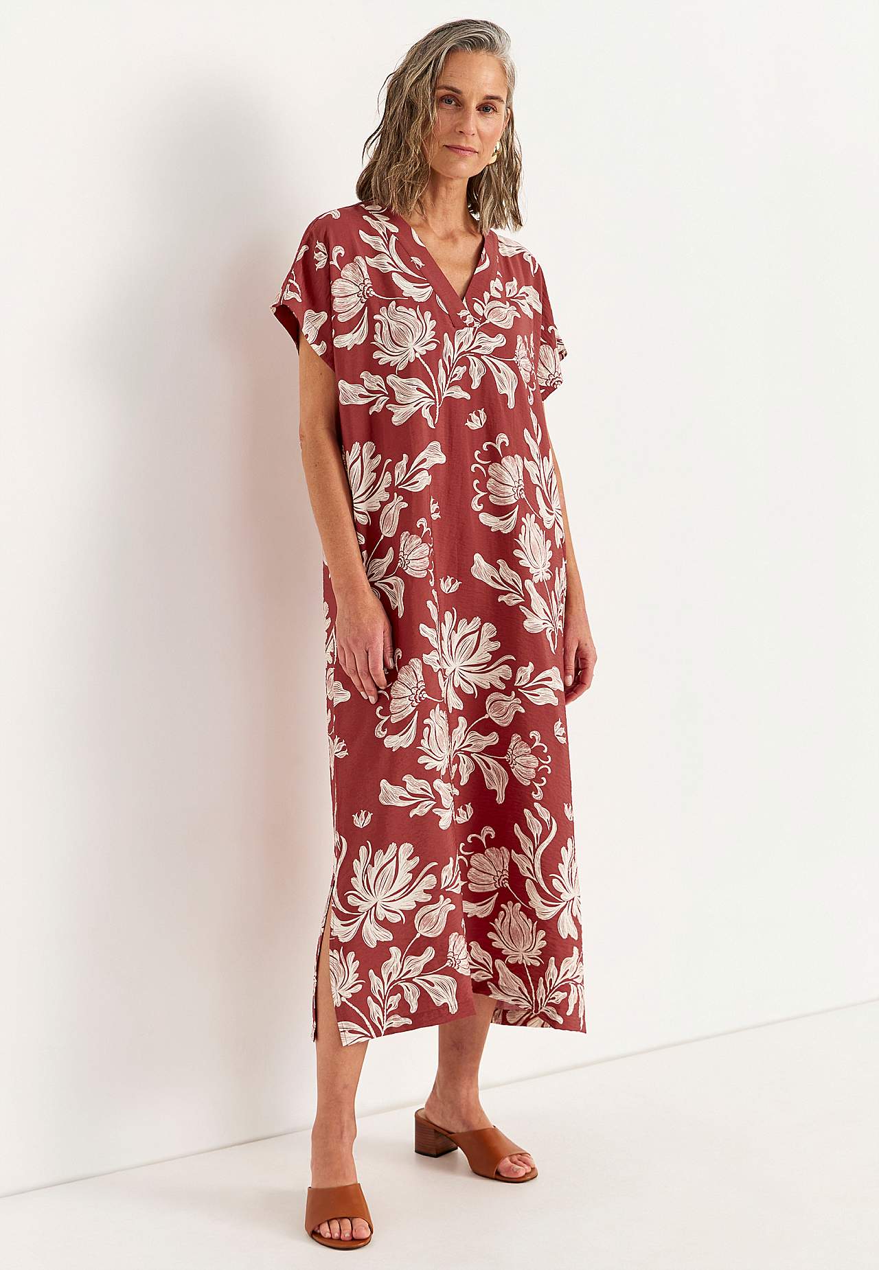 Mönstrad klänning med fickor