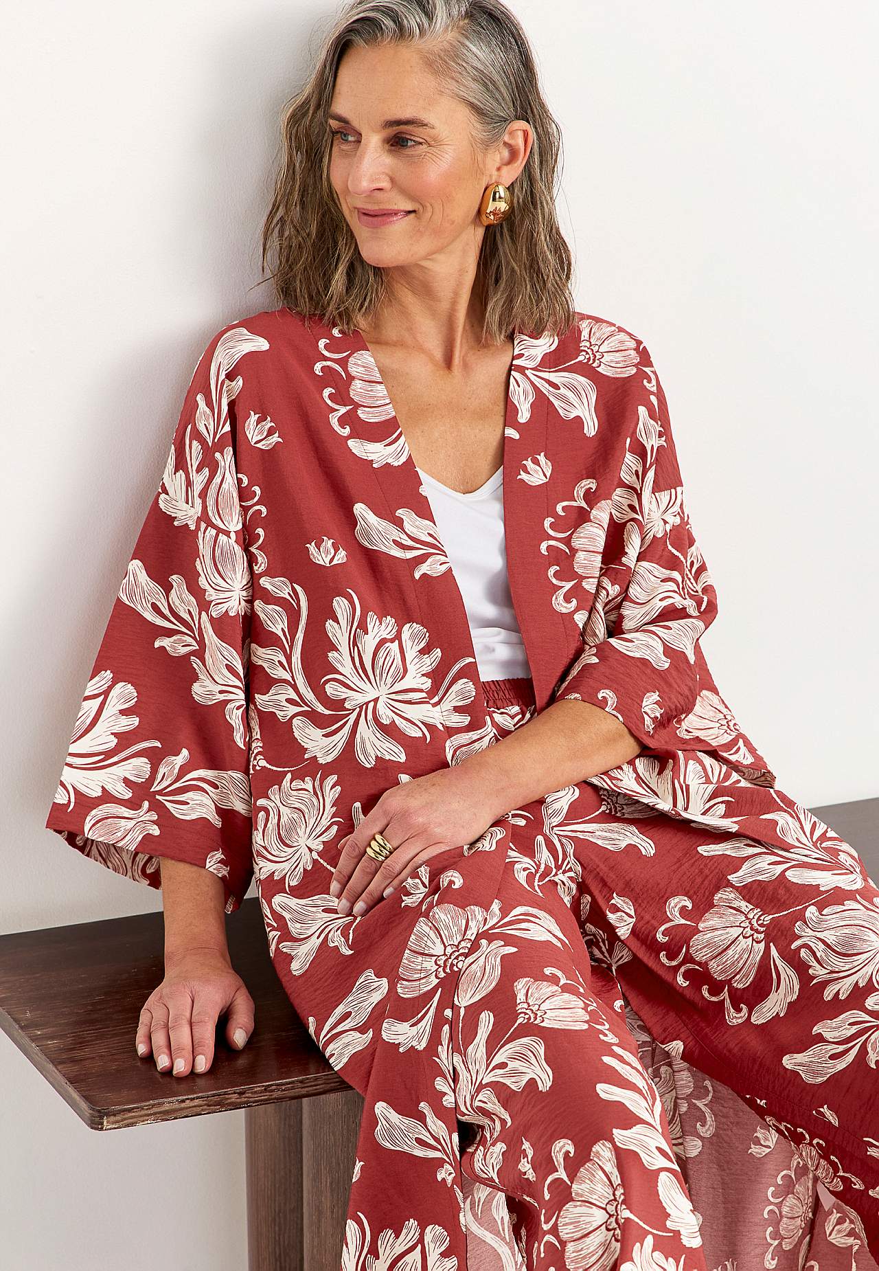 Öppen kaftan med fickor