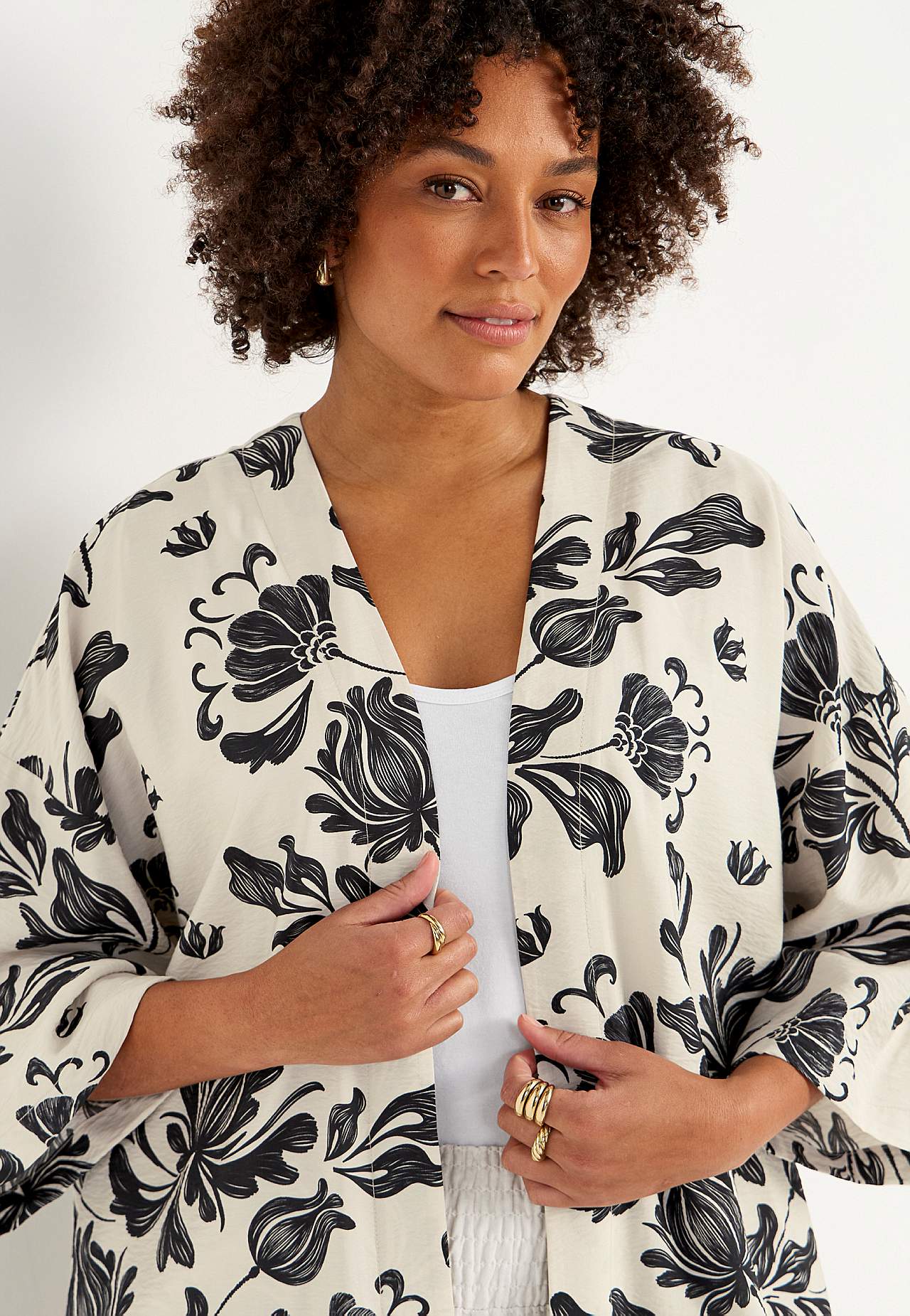 Öppen kaftan med fickor