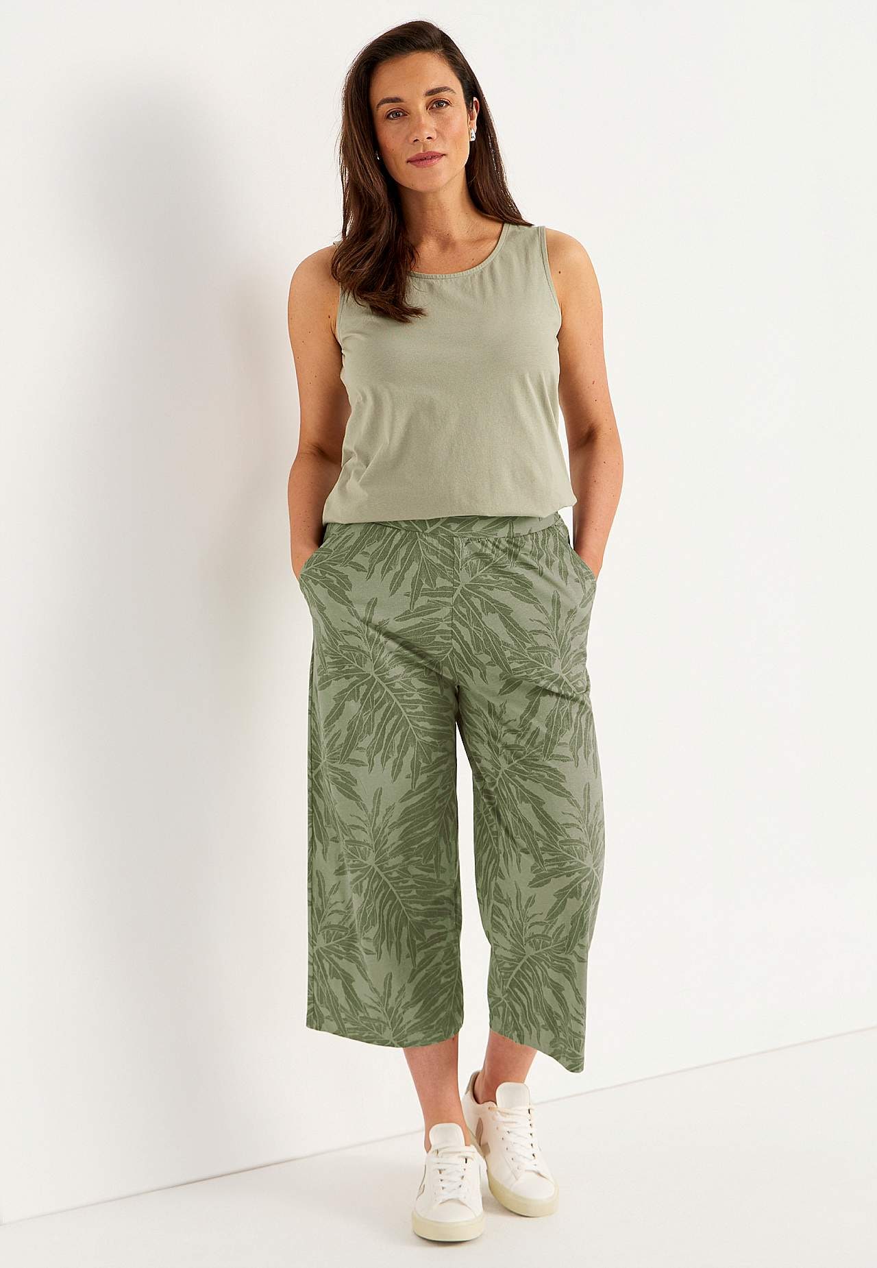 Culottebyxa i ekologisk bomull med fickor