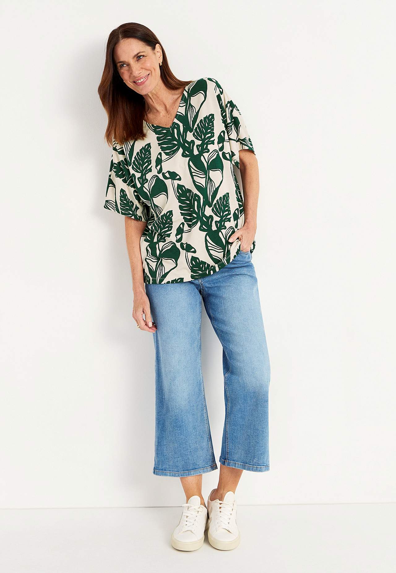 Žerzejový top s rukávem ve stylu kimono