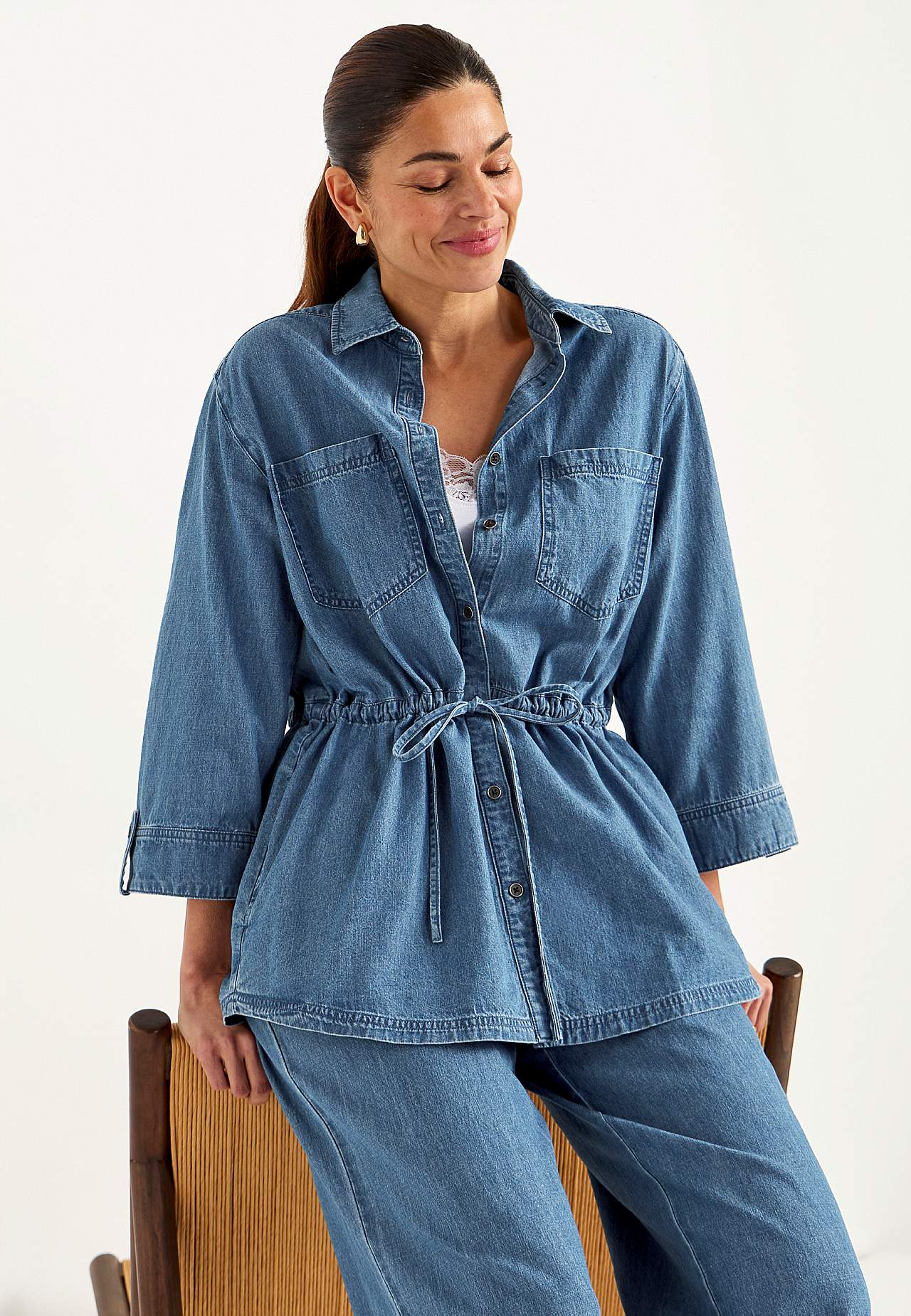 Skjorttunika i lätt denim