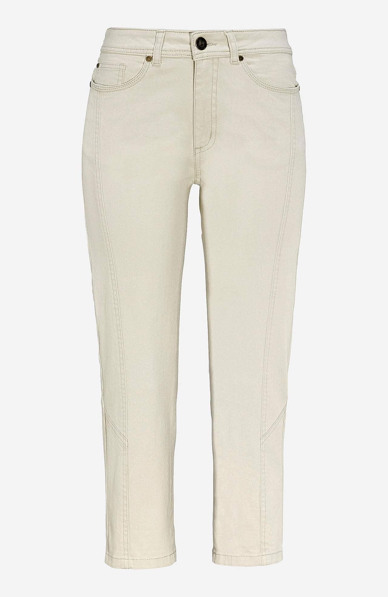 Caprijeans med femficksdesign