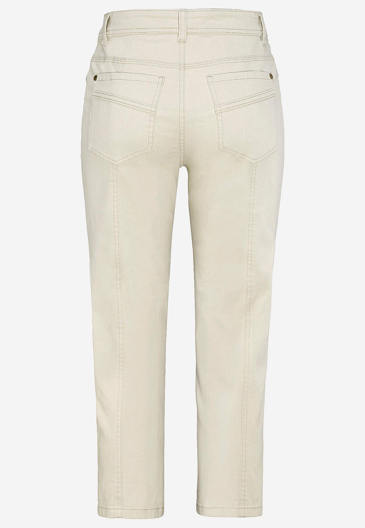 Caprijeans med femficksdesign