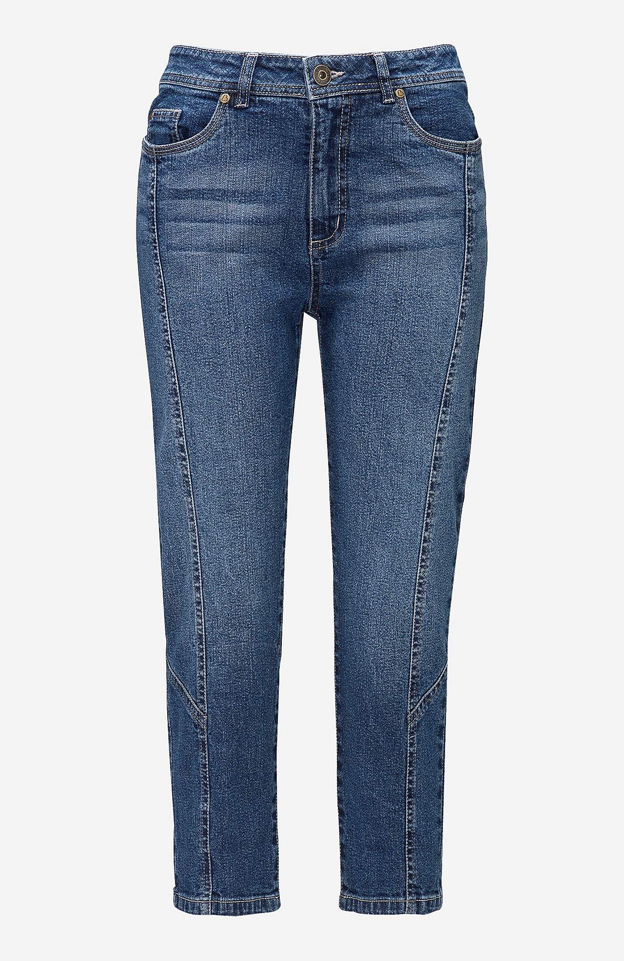 Caprijeans med femficksdesign