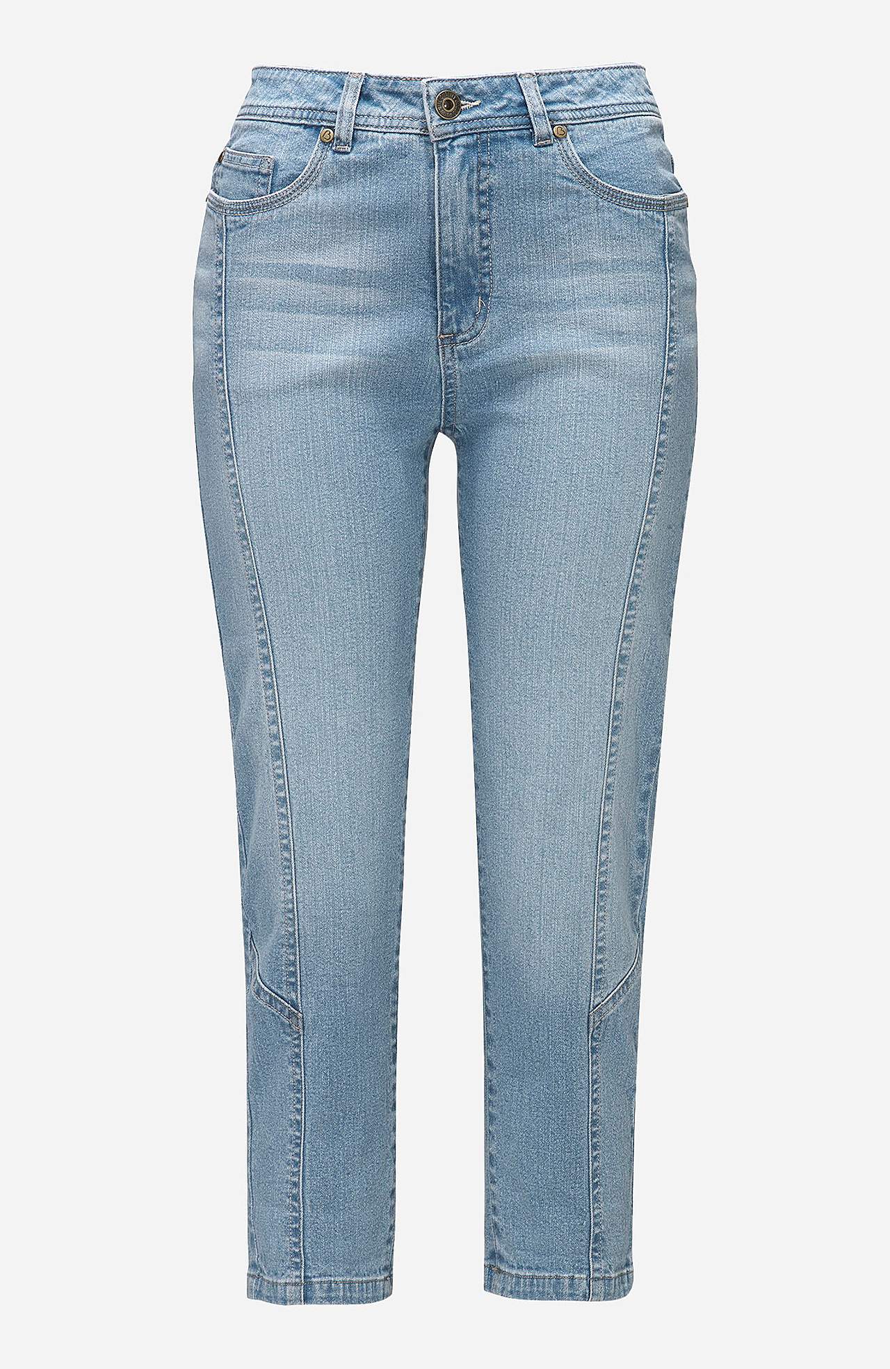 Caprijeans med femficksdesign