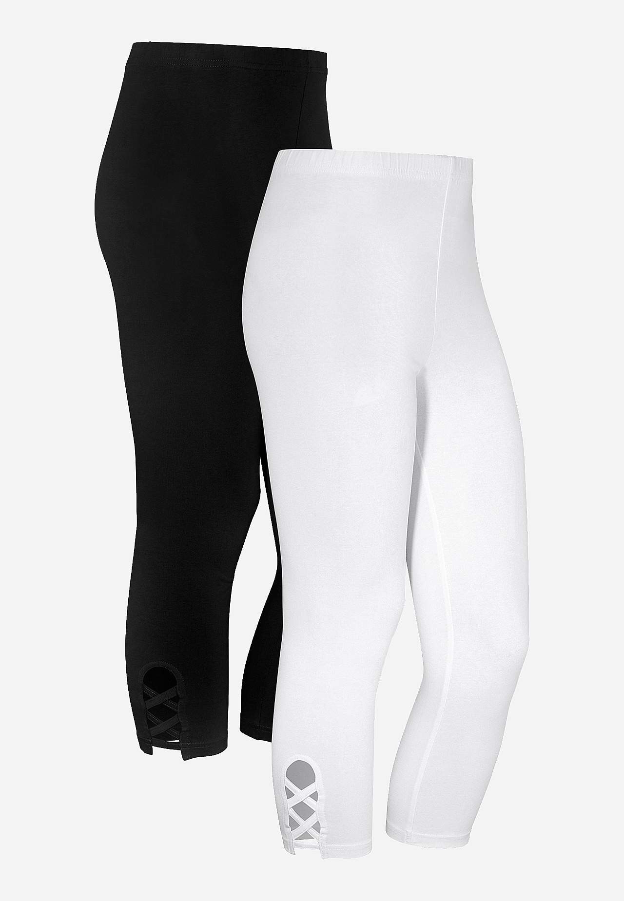 Caprileggings med fina detaljer 2-pack