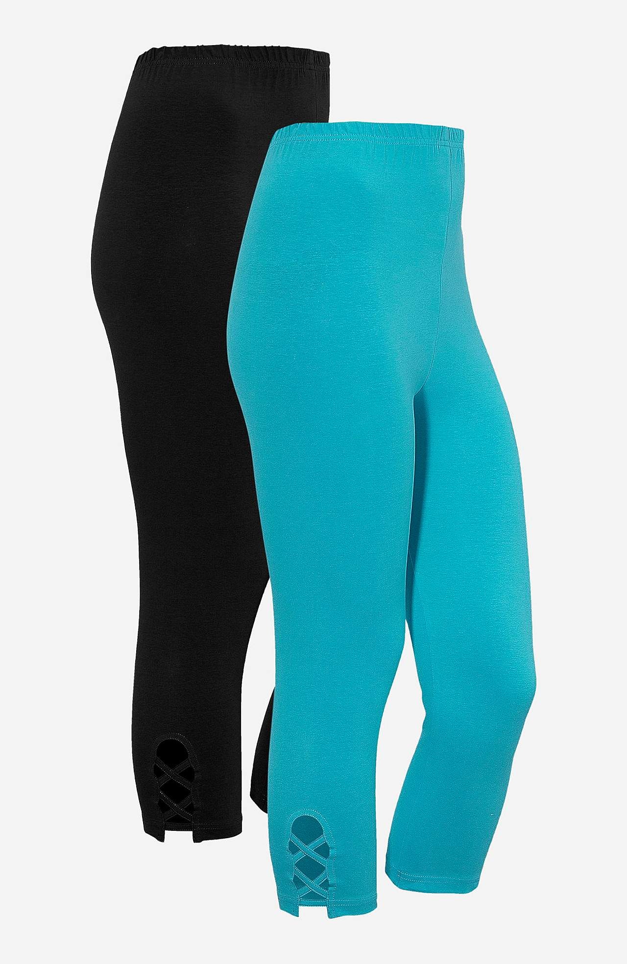 Caprileggings med fina detaljer 2-pack