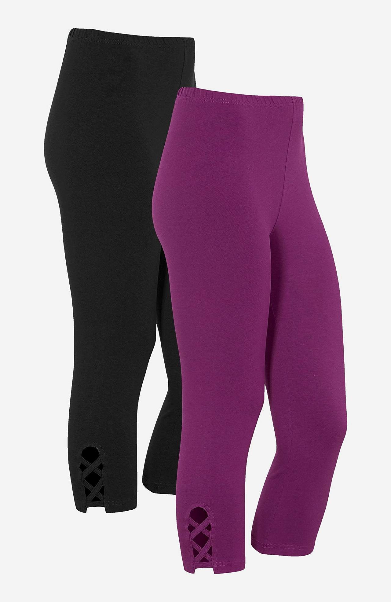 Caprileggings med fina detaljer 2-pack