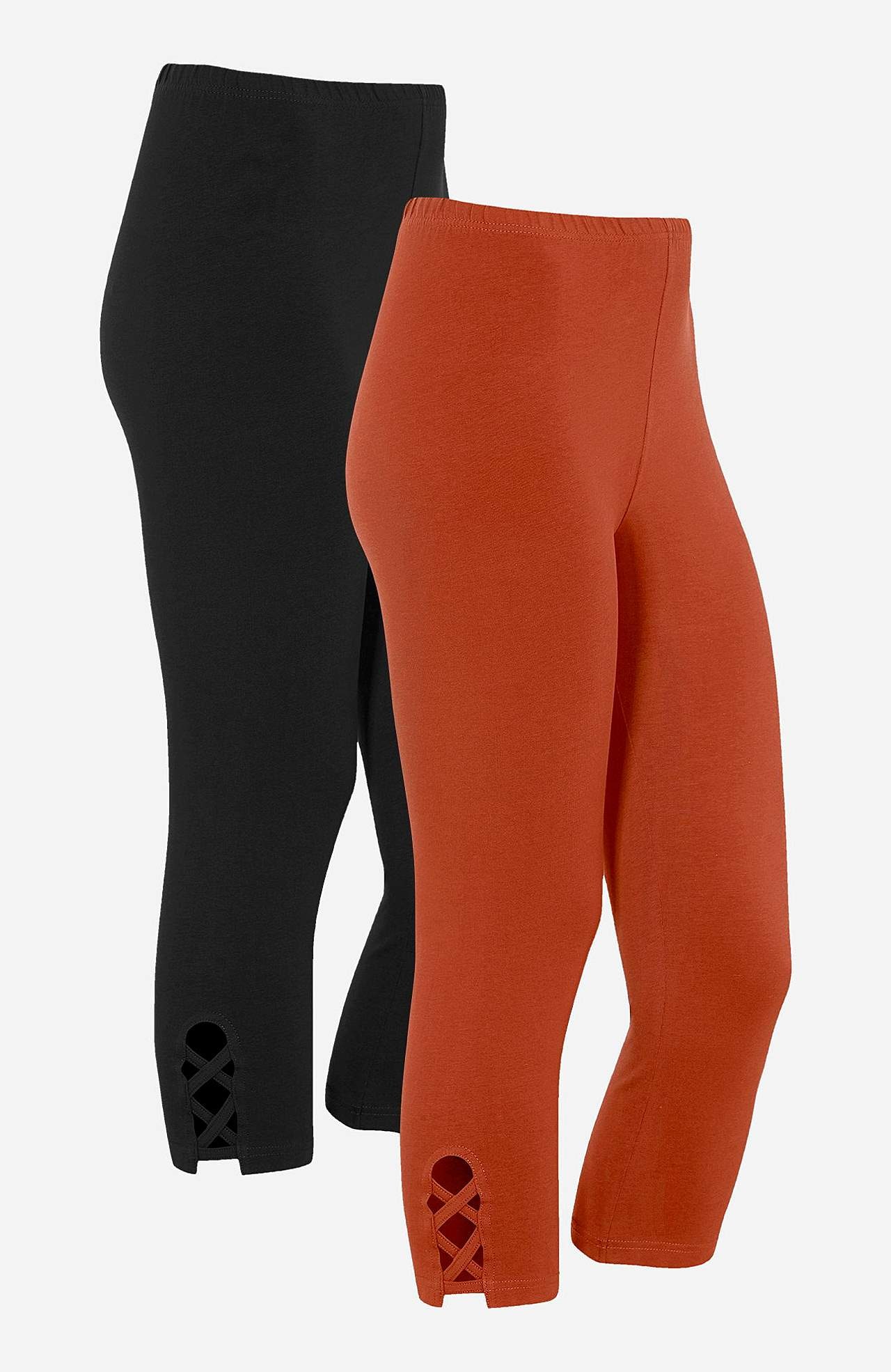 Caprileggings med fina detaljer 2-pack