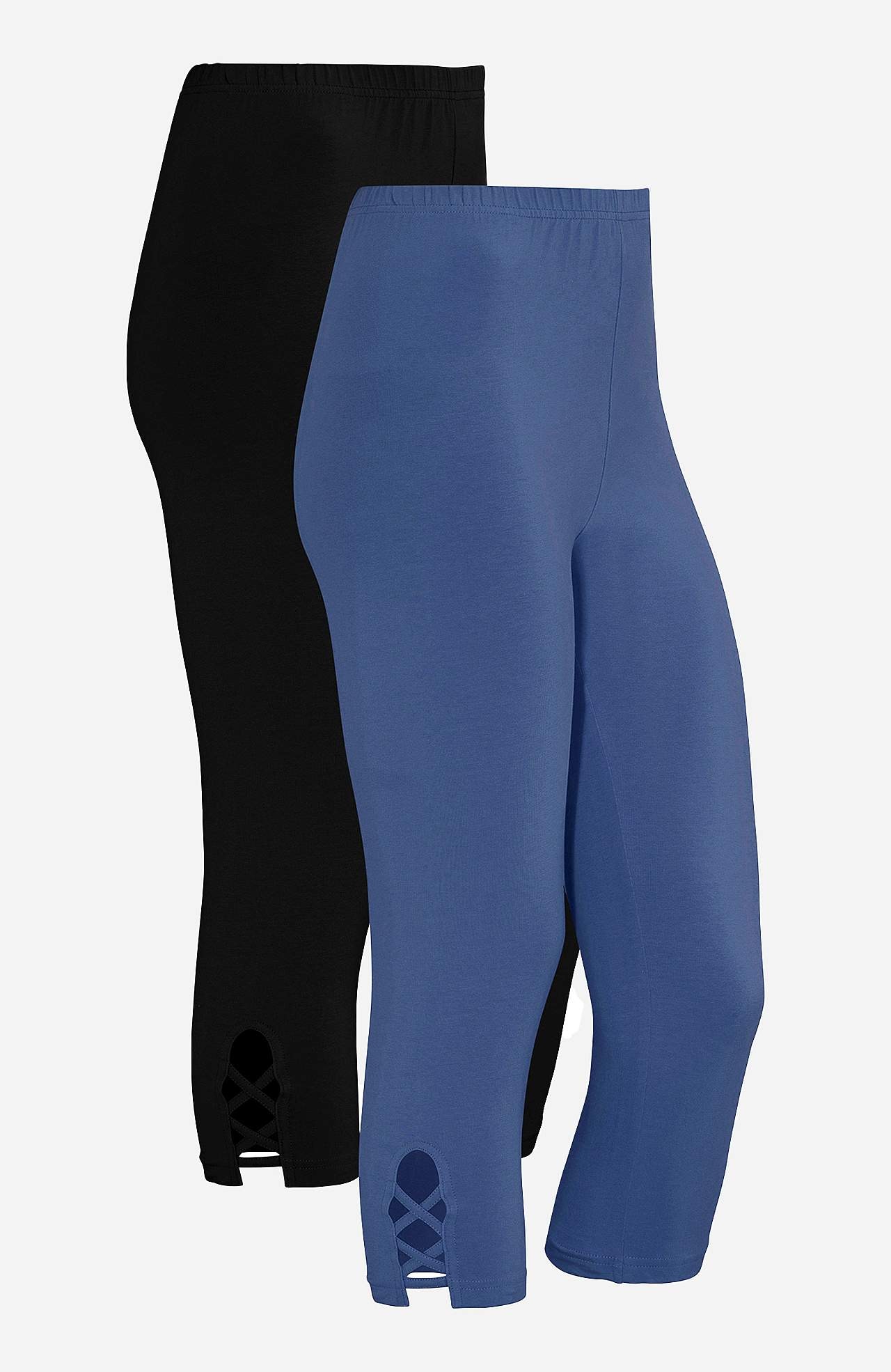 Caprileggings med fina detaljer 2-pack
