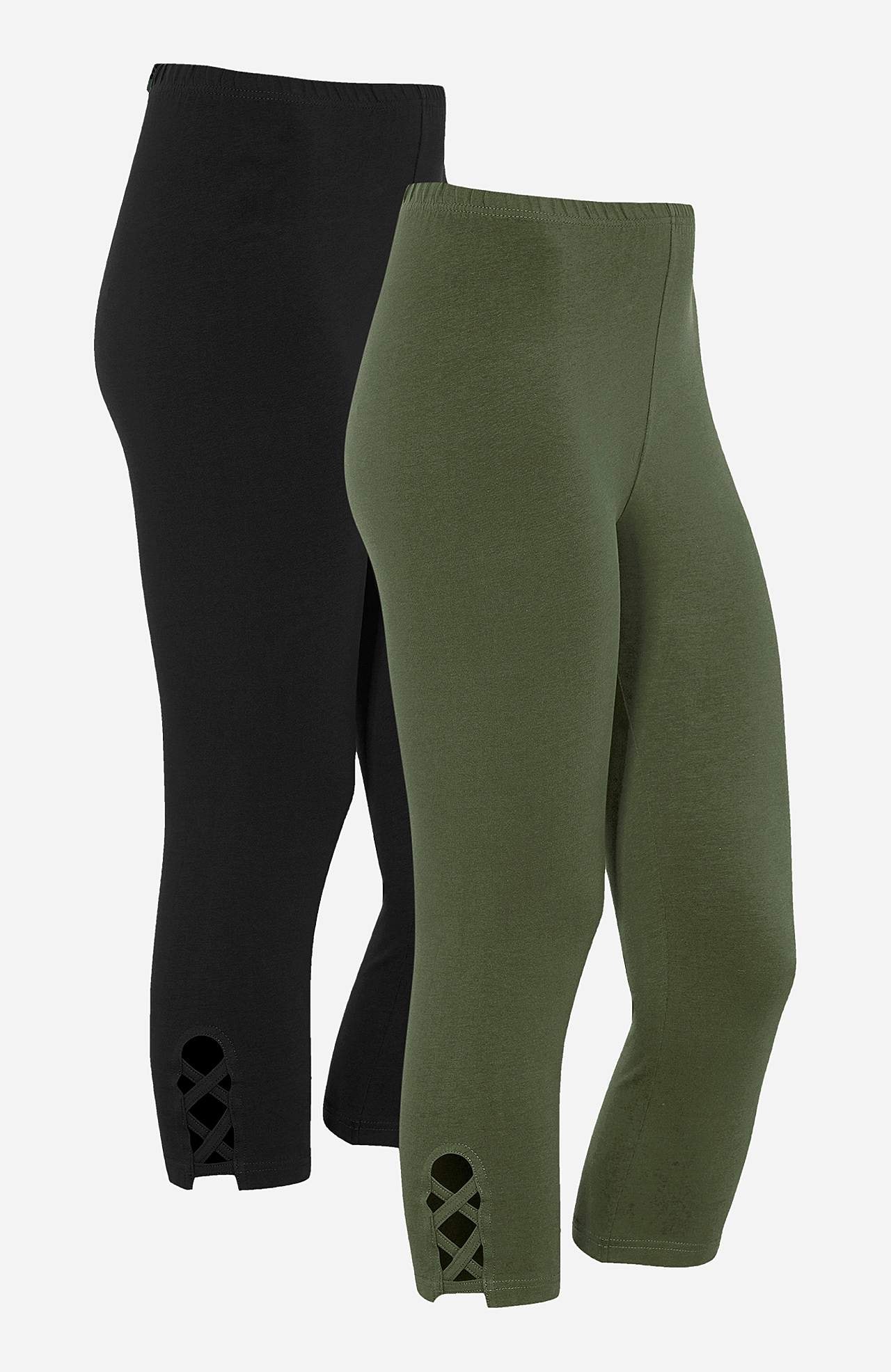 Caprileggings med fina detaljer 2-pack