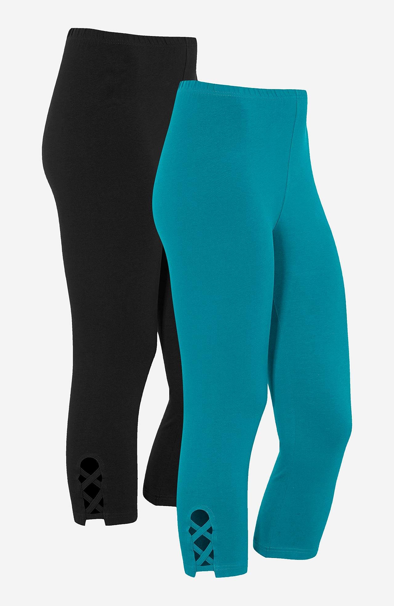 Caprileggings med fina detaljer 2-pack