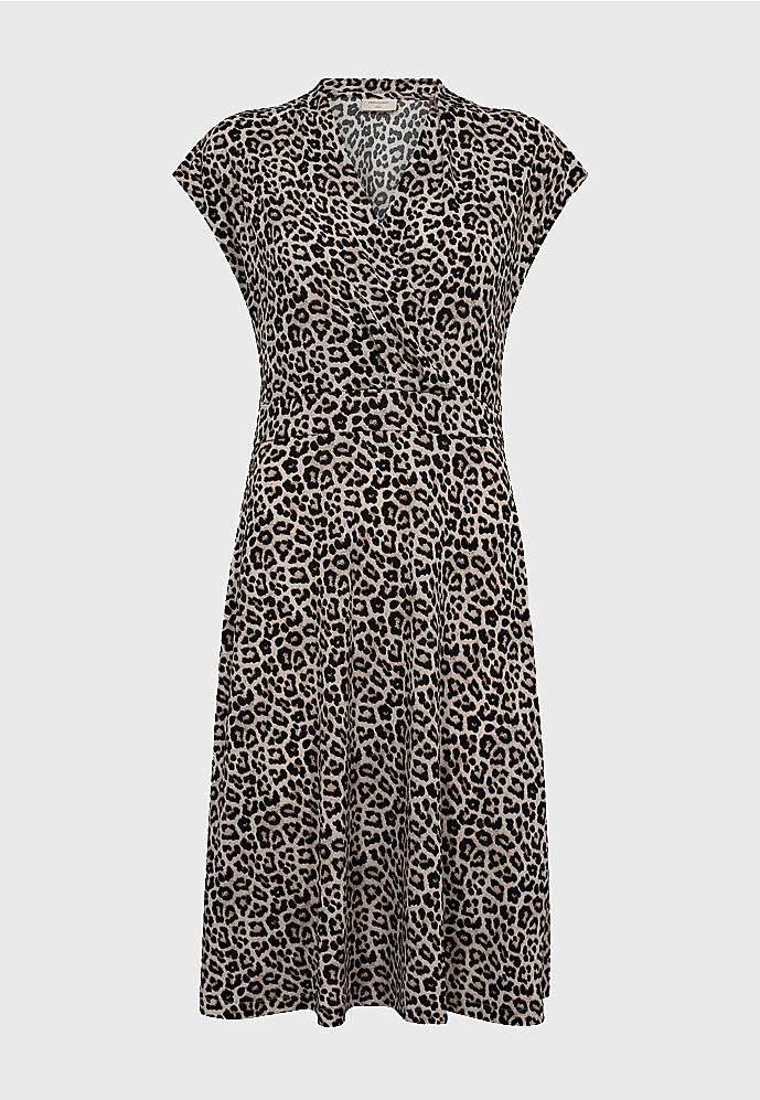 Leopardmönstrad trikåklänning Yrsa 