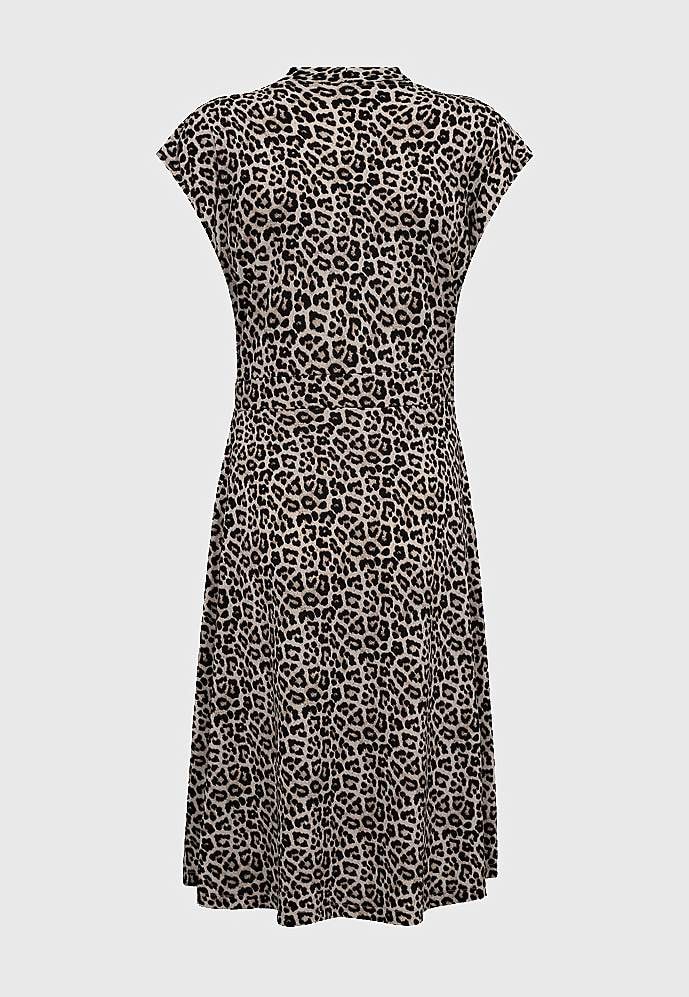 Leopardmönstrad trikåklänning Yrsa 