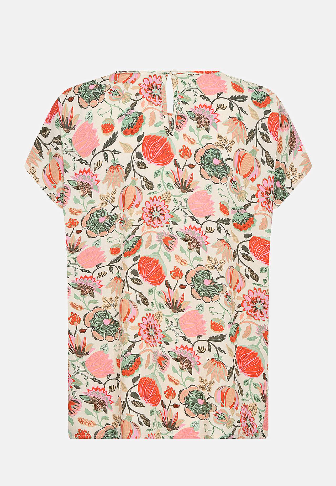 Blommönstrad blus med kort ärm