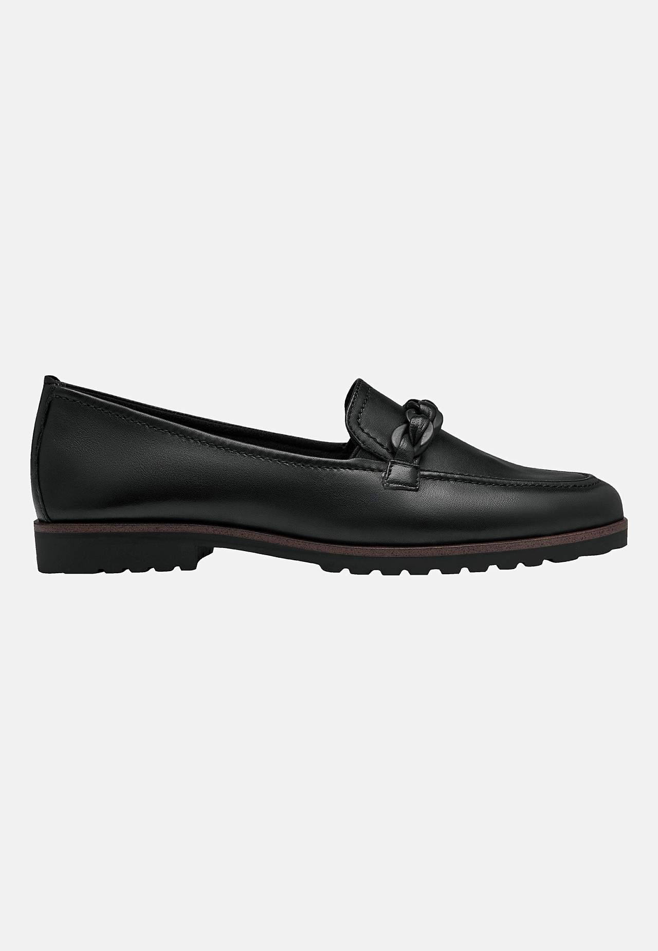 Bekväm skinnloafer med kedjedetalj