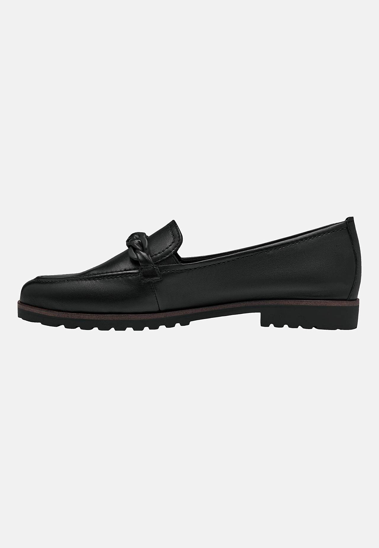 Bekväm skinnloafer med kedjedetalj